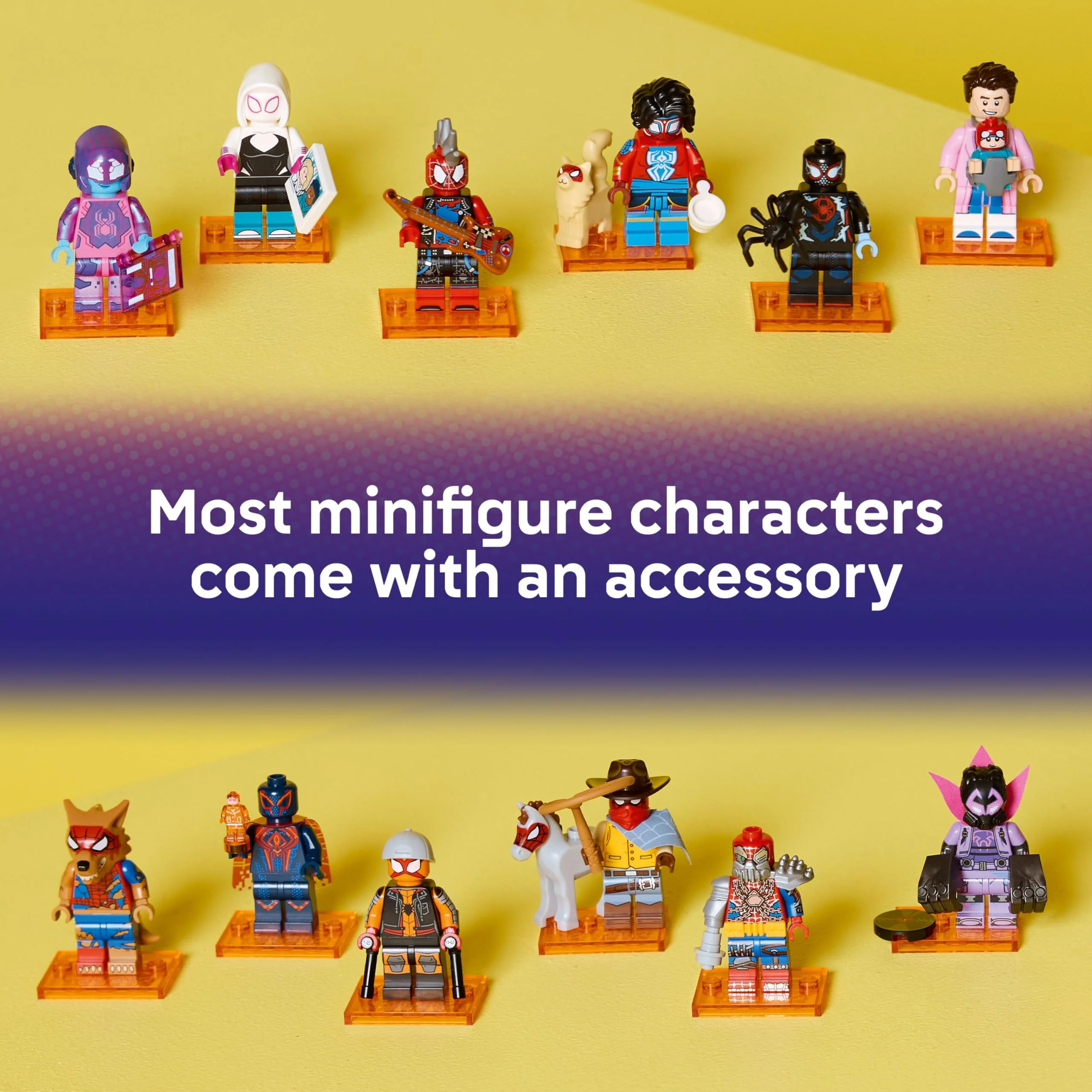 Lego Spiderman Minifiguren Serie mit 12 Spider-Man Figuren: Komplett-Set der Lego Minifiguren Serie 71050 Across The Spider-Verse (inkl. bedruckter Fliese) - Image 6