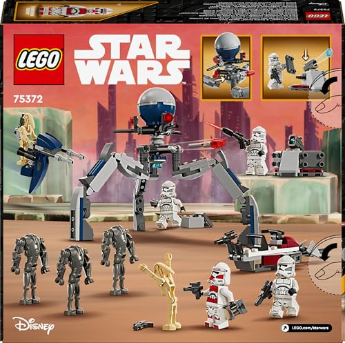 LEGO Star Wars 75372 Clone Trooper & Battle Droid Battle Pack, inkl. 4 Minifiguren, 5 Droiden und Speeder Bike mit Shooter - Bauspielzeug für Jungen und Mädchen ab 7 Jahren - Image 2