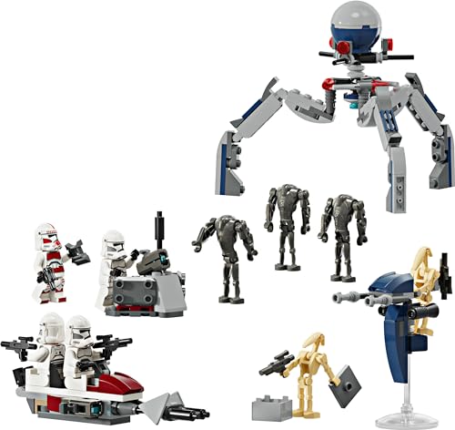 LEGO Star Wars 75372 Clone Trooper & Battle Droid Battle Pack, inkl. 4 Minifiguren, 5 Droiden und Speeder Bike mit Shooter - Bauspielzeug für Jungen und Mädchen ab 7 Jahren - Image 3