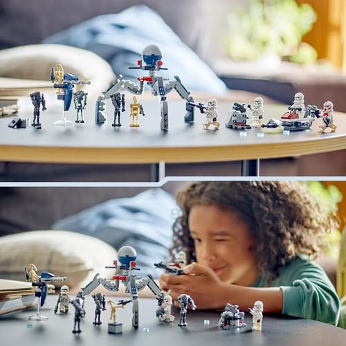 LEGO Star Wars 75372 Clone Trooper & Battle Droid Battle Pack, inkl. 4 Minifiguren, 5 Droiden und Speeder Bike mit Shooter - Bauspielzeug für Jungen und Mädchen ab 7 Jahren - Image 4