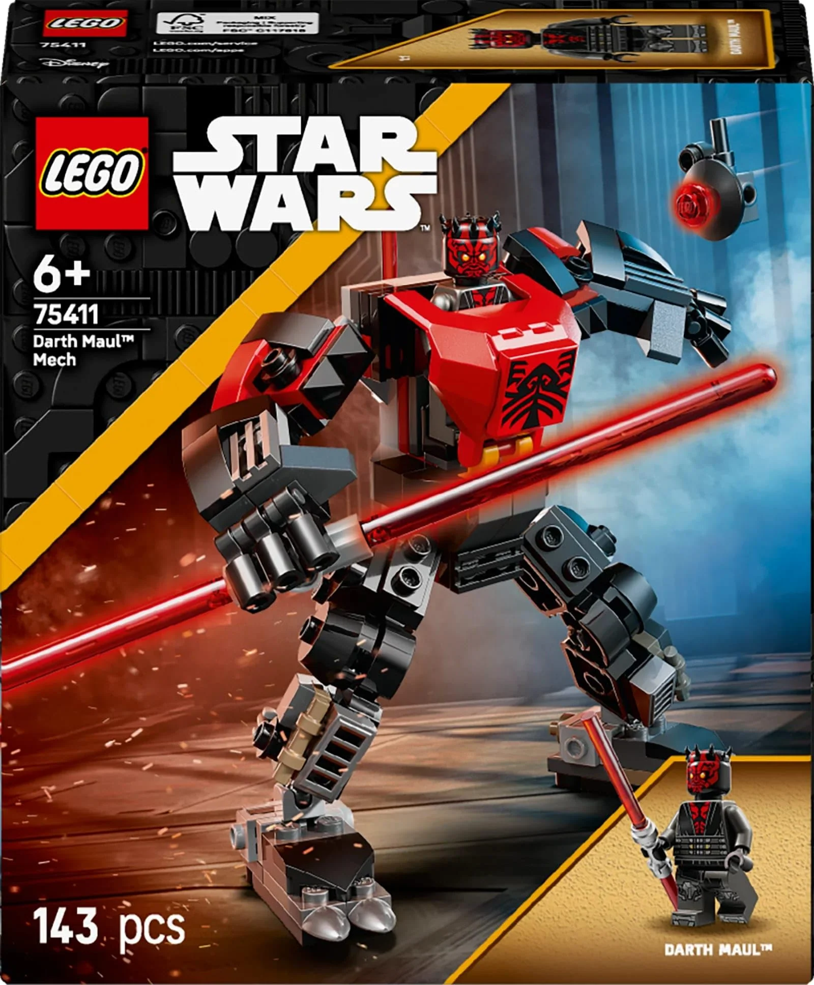 LEGO Star Wars 75411 Darth Maul Mech Bauspielzeug - Spiel- und Ausstellungsfigur mit doppelklingigem roten Lichtschwert und Mini-Figur - Geschenk für Jungen ab 6 Jahren und Fans von The Clone Wars - Image 2