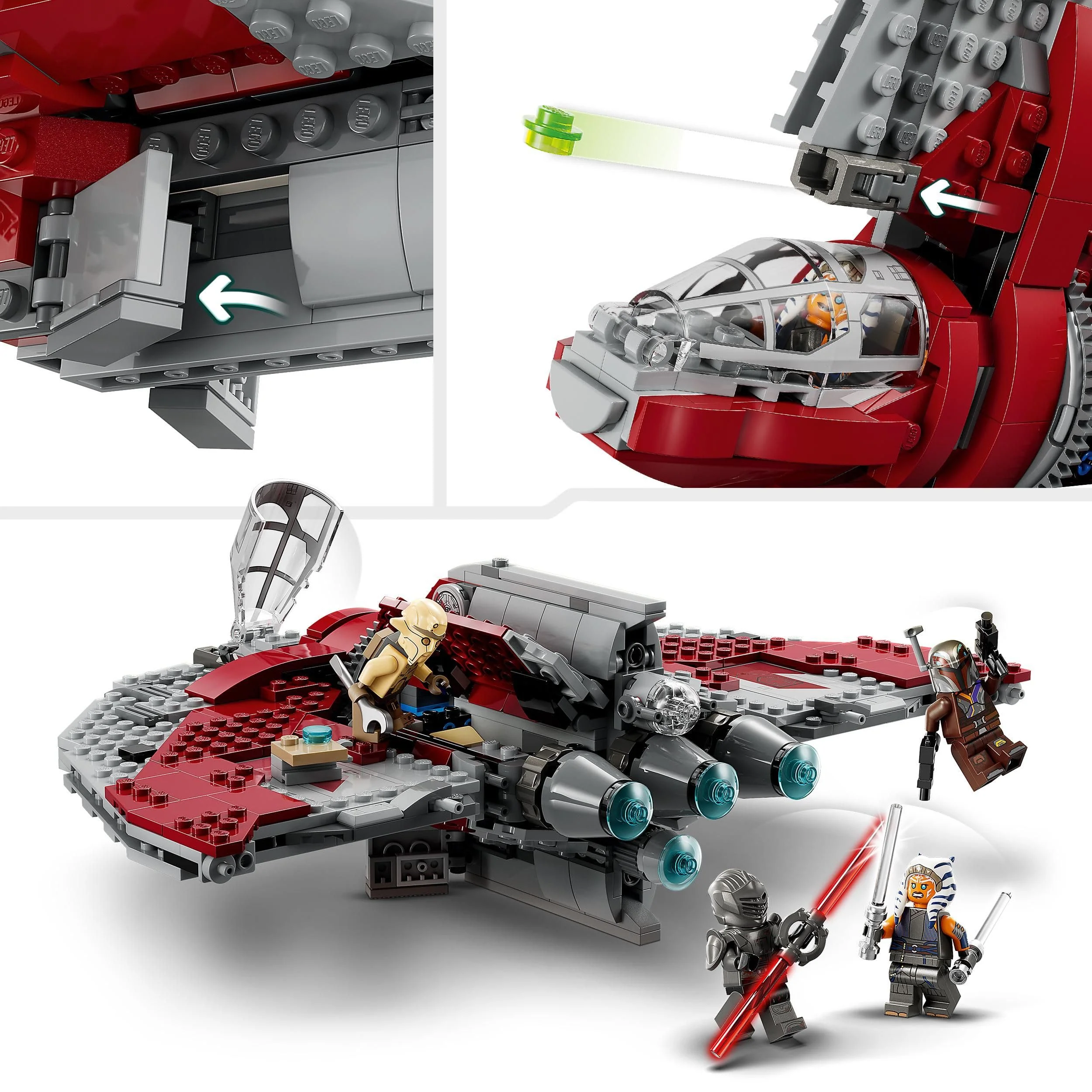 LEGO Star Wars Ahsoka Tanos T-6 Jedi Shuttle Set, baubares Raumschiff-Spielzeug mit 4 Minifiguren inkl. Sabine Wren und Marrok mit Lichtschwertern, Geschenk für Fans der Ahsoka-Serie 75362 - Image 8
