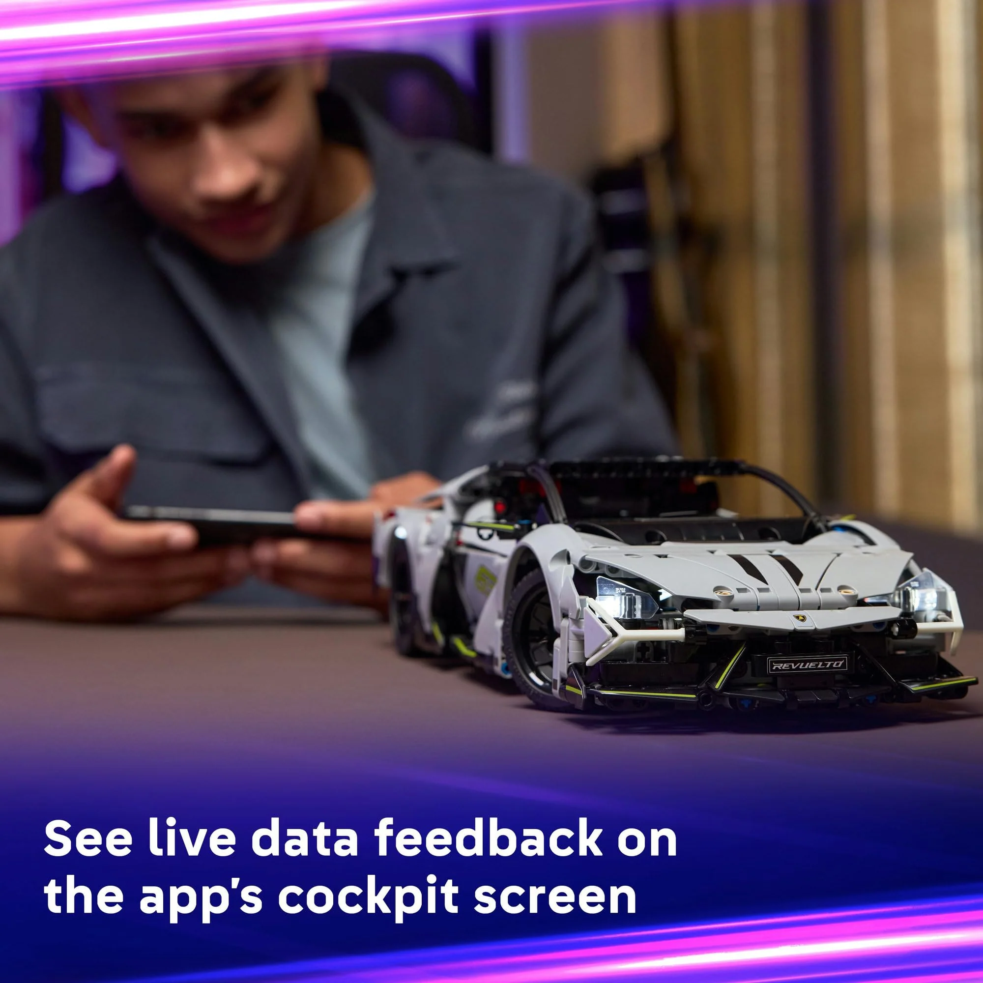 LEGO Technic Lamborghini Revuelto Supersportwagen Spielzeug – ferngesteuertes Automodell mit Lichtfunktionen, Lenkung und wiederaufladbarem Akku-Hub – Geschenk für Jungen ab 10 Jahren – 42214 - Image 3