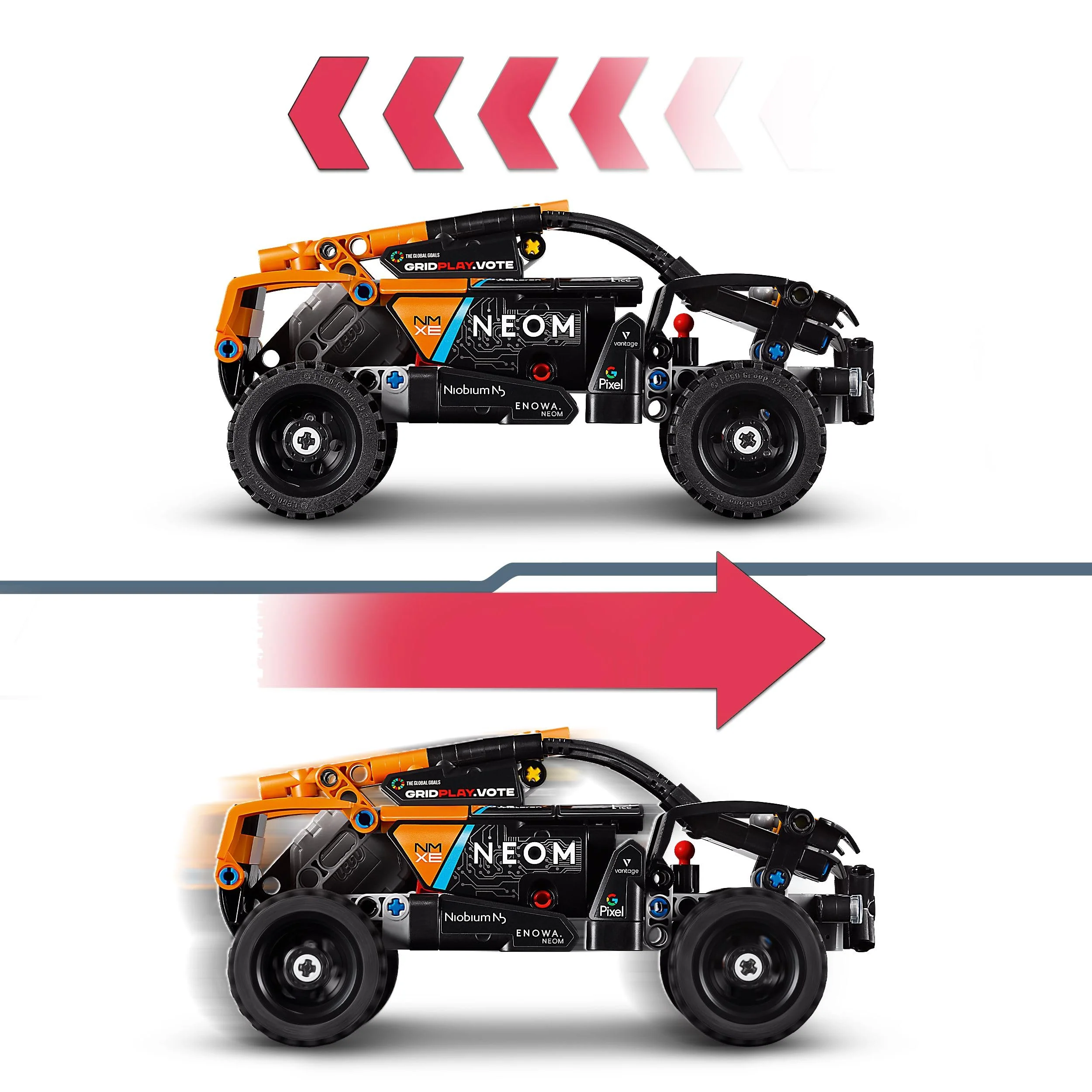 LEGO Technic NEOM McLaren Extreme E Race Car Set, Auto-Spielzeug mit Rückziehmotor für Kinder, baubares Aufziehauto, Technik-Geschenk für Jungs und Mädchen ab 7 Jahren 42166 - Image 9