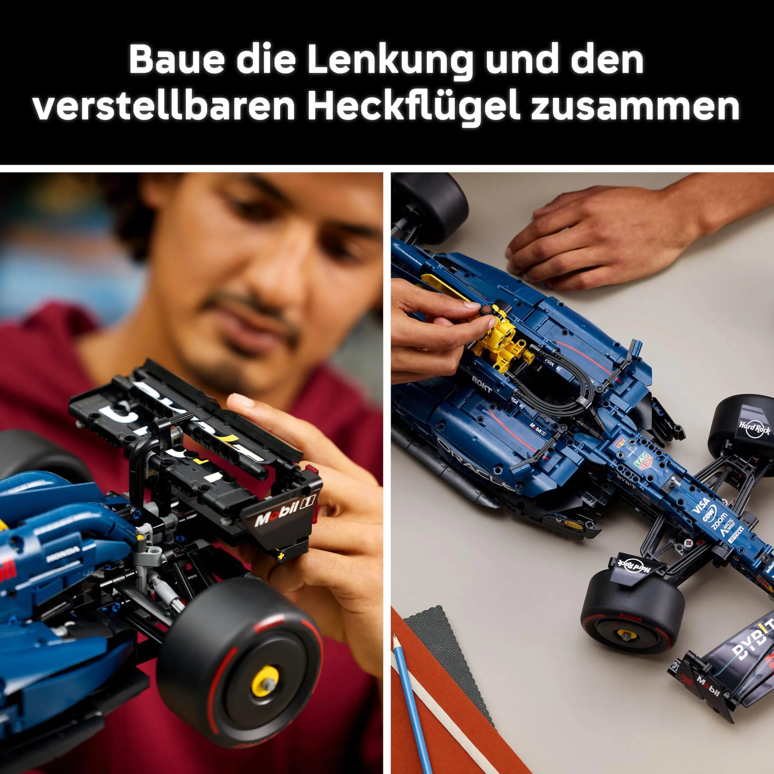 LEGO Technic Oracle Red Bull Racing RB20 F1 Car Model Kit - Collectible Formula 1 Building Set with 1:8 Scale V6 Engine, Gear Box, Steering & DRS - Gift Idea for Adult & Teenage Racing Fans - 42206 - Image 8