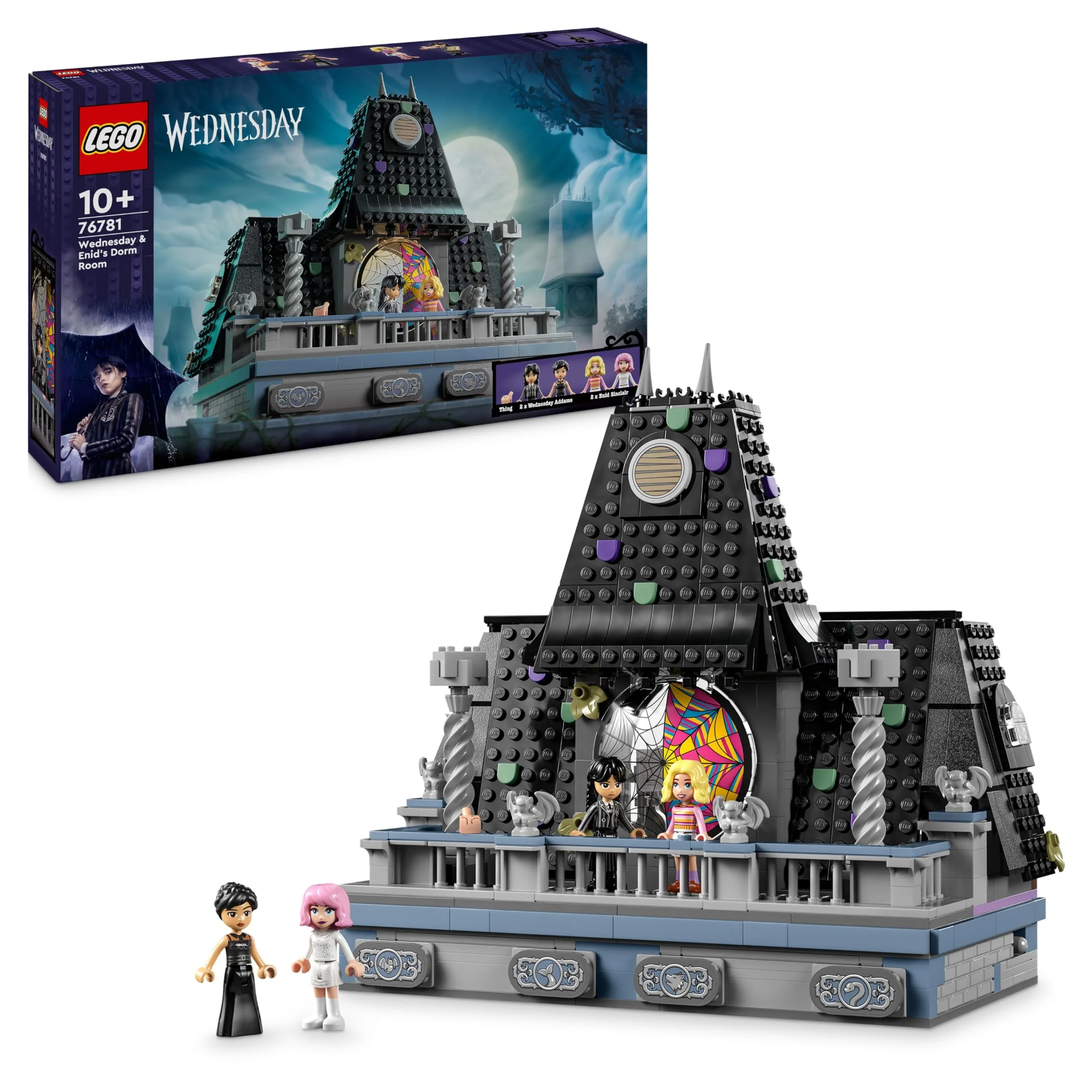 LEGO Wednesday: Wednesdays und Enids Zimmer im Studentenwohnheim, Nevermore Academy zum Sammeln und Umgestalten, Sammlerstück mit 4 Spielfiguren, Spielzeug für Mädchen, Jungen und Fans 76781