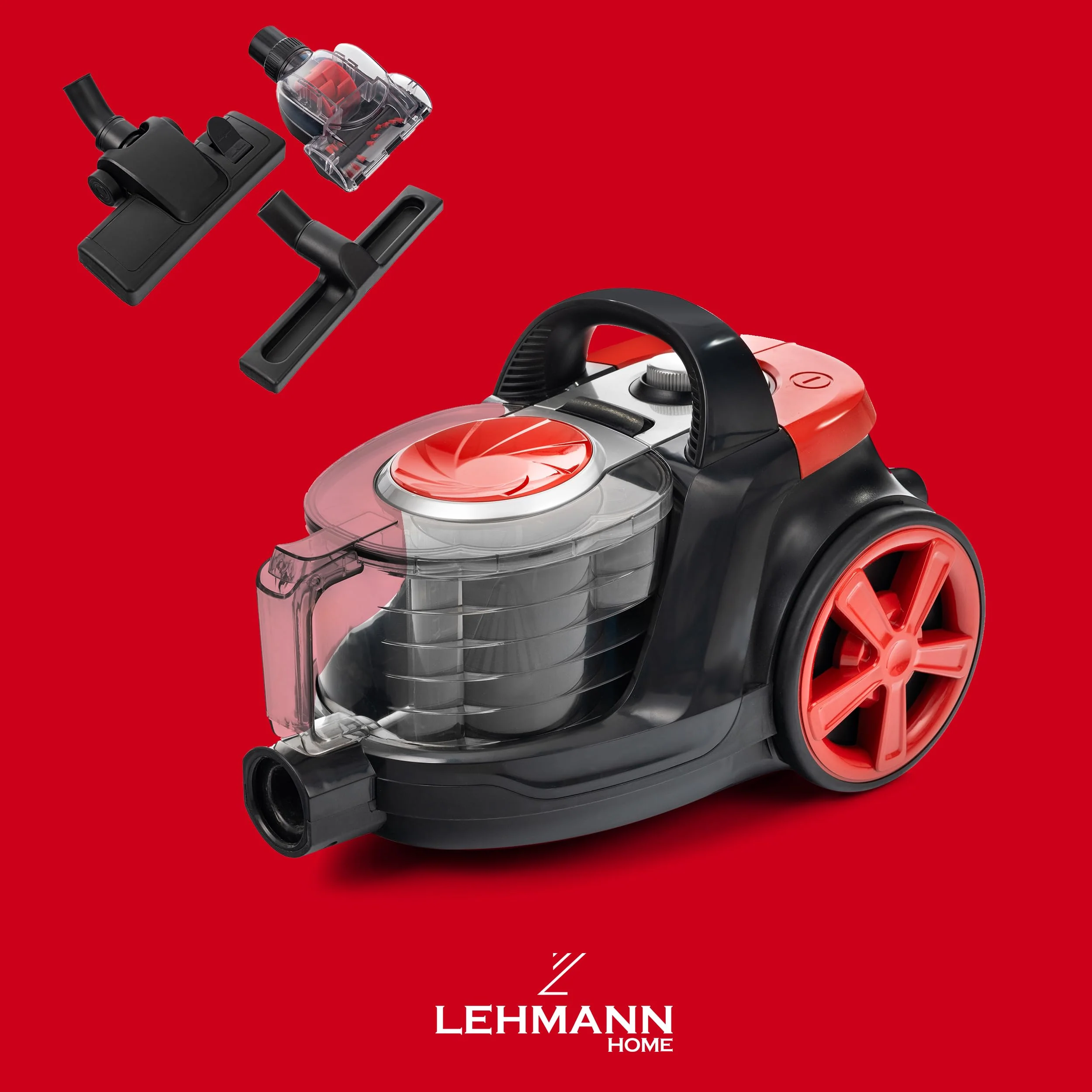 LEHMANN Zyklon Staubsauger ohne Beutel 4000 Watt, Hoher Saugkraft, HEPA Filter für Allergiker, 2,5 L Staubbehälter, Satz von Staubsaugerdüsen und Turbobürste, Kompakt und Leicht - Image 4