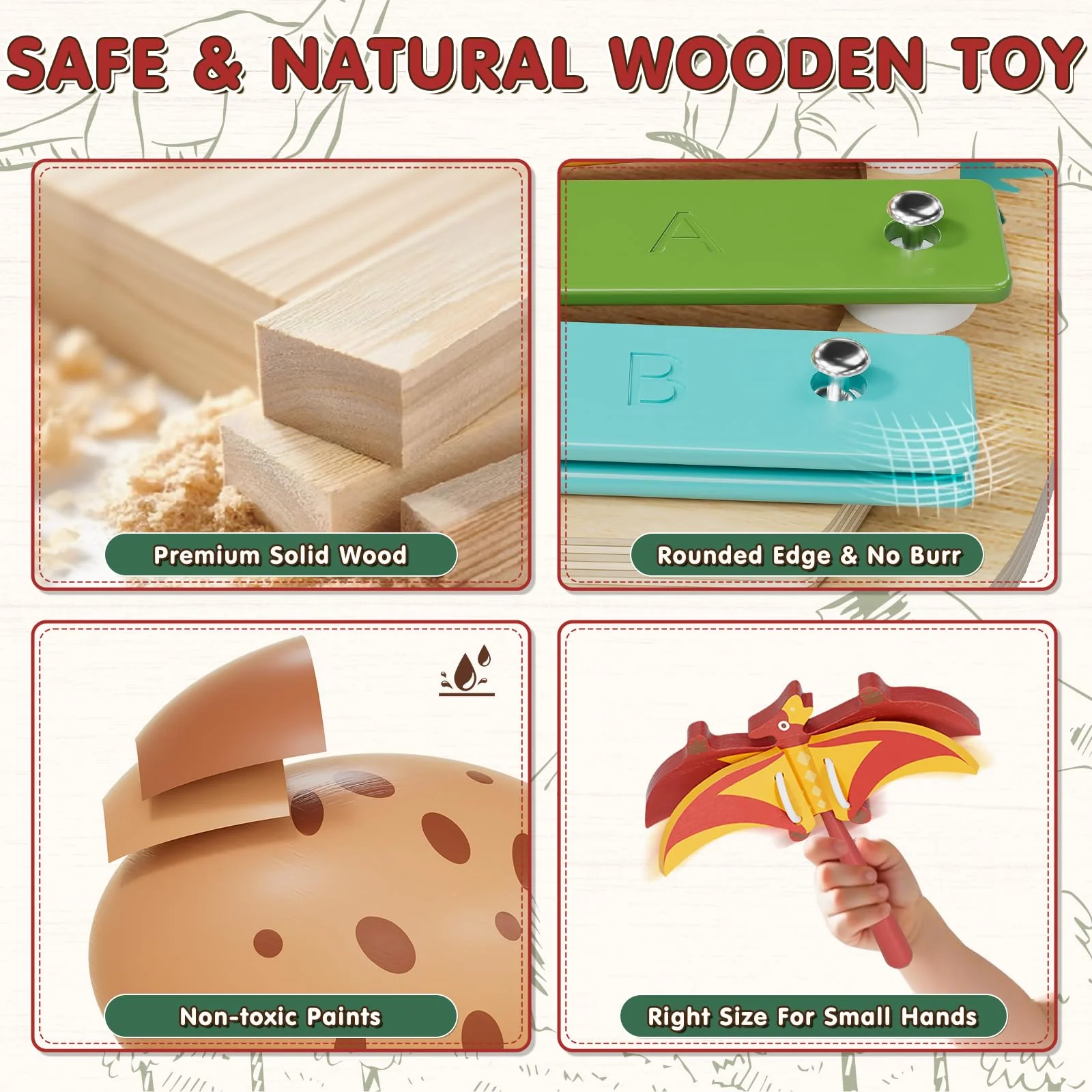 Lehoo Castle Holz Montessori Kinder Schlagzeugset Spielzeug ab 2 3 Jahre, Musikinstrumente für Kinder mit Xylophon Trommel, Musikspielzeug für Babys im Vorschulalter, Lernspielzeug Geschenk - Image 4