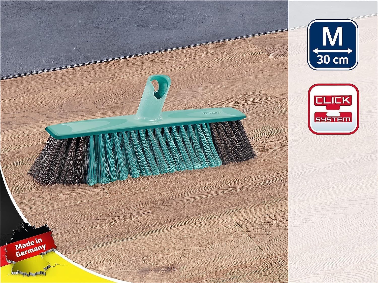 Leifheit Allround Besen Xtra Clean 30 cm mit X-Borsten, Kehrbesen mit Borsten aus Kunststofffaser, Besen mit schräger Stielanbindung, Besenkopf ohne Stiel, Kehrer mit Click-System - Image 4