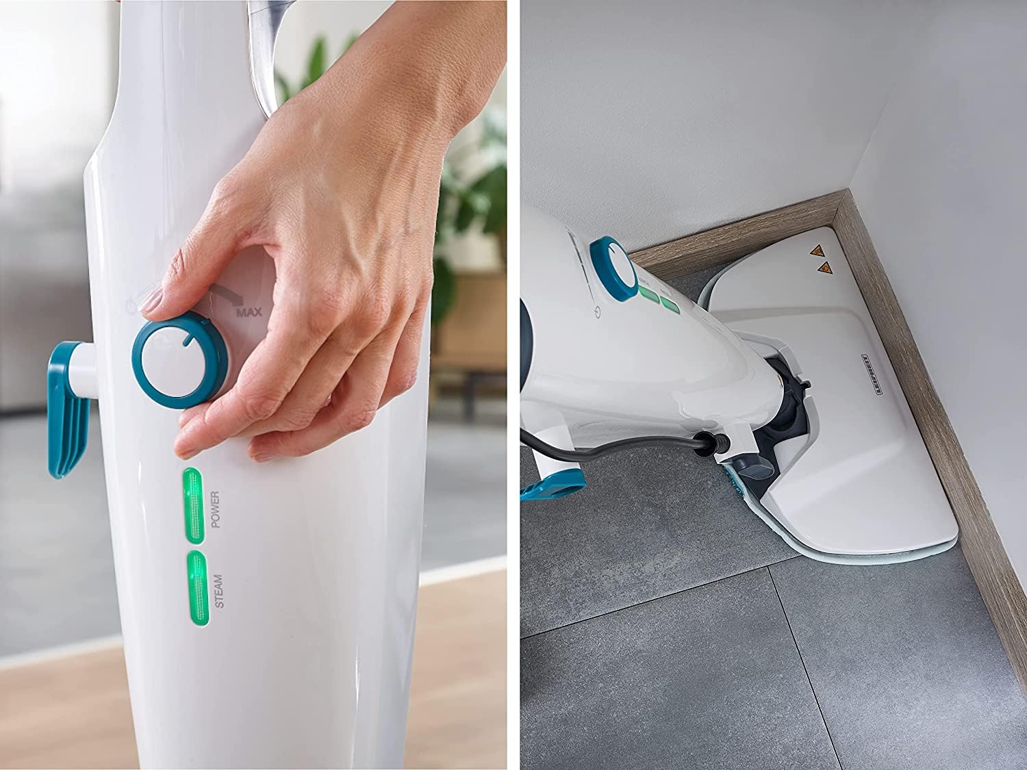 Leifheit Dampfreiniger CleanTenso Power 2.0 mit heißem Wasserdampf gegen Bakterien, Dampfmop mit kurzer Aufheizzeit und 50min Wischdauer, Dampfbesen für Eckenreinigung, Dampfwischer in modernem Design - Image 2