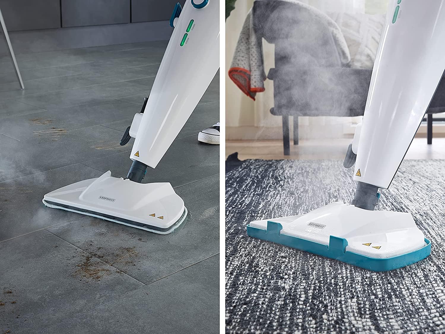 Leifheit Dampfreiniger CleanTenso Power 2.0 mit heißem Wasserdampf gegen Bakterien, Dampfmop mit kurzer Aufheizzeit und 50min Wischdauer, Dampfbesen für Eckenreinigung, Dampfwischer in modernem Design - Image 9