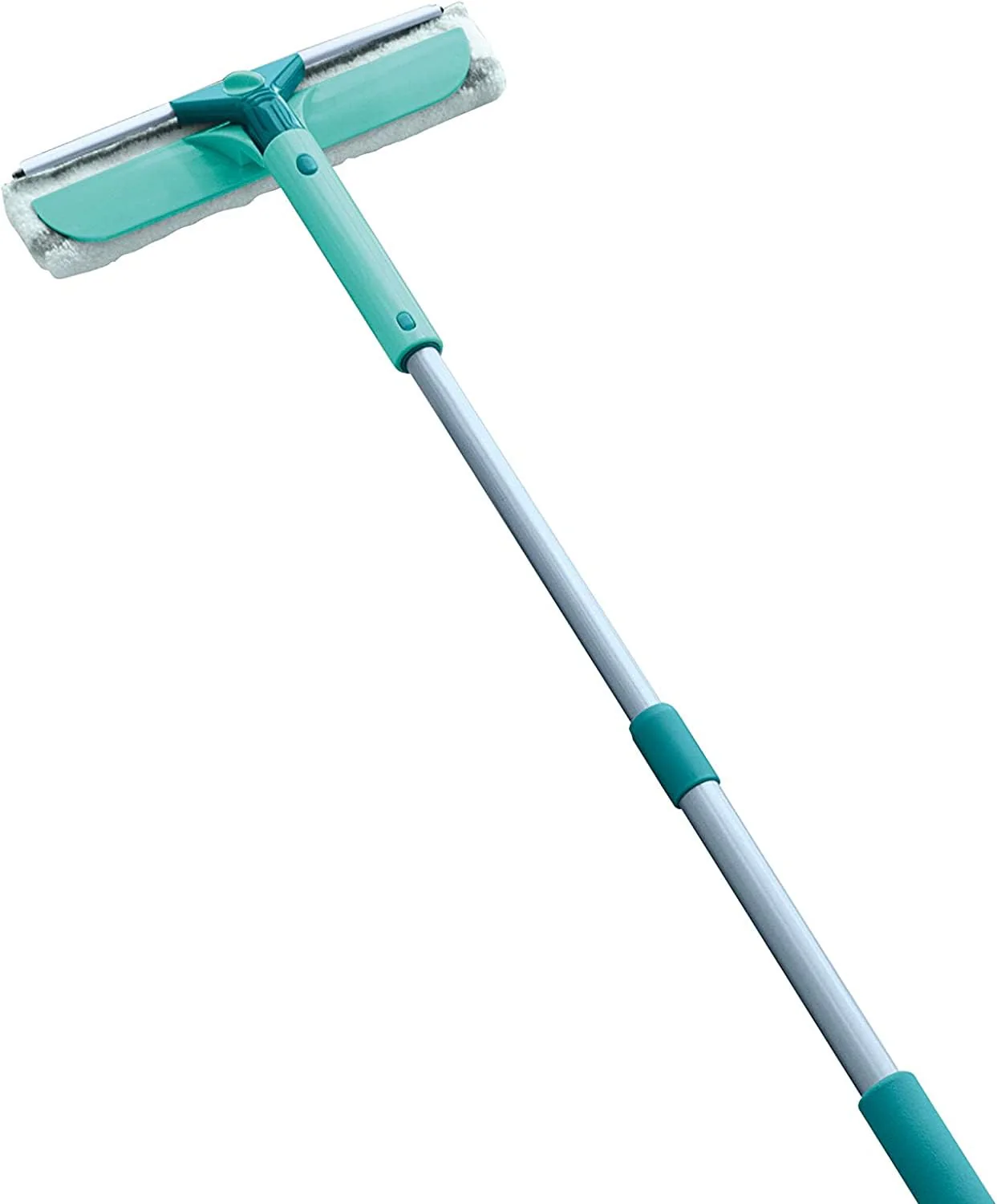 Leifheit Fensterwischer Classic Telescope, 2in1 Fensterreiniger mit Mikrofaserbezug für hartnäckigen Schmutz, ausziehbare Teleskopstange von 90 bis 150 cm, Abzieher für streifenfreie Fenster - Image 2