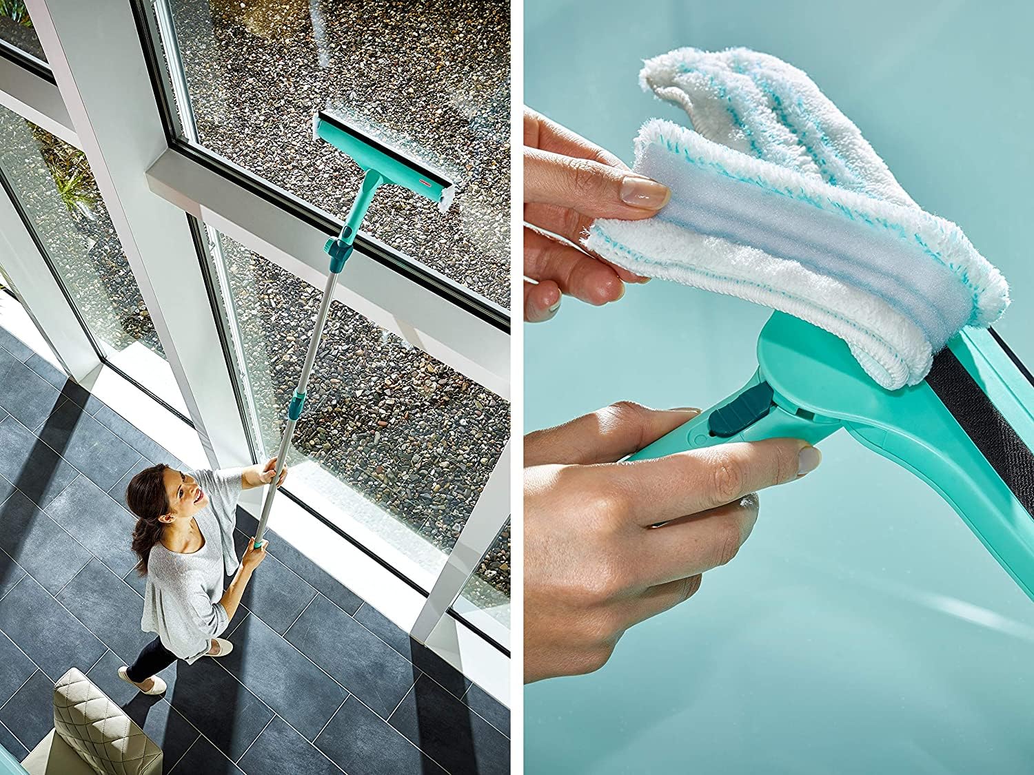 Leifheit Fensterwischer Window und Frame Cleaner L mit Rundum-Bezug, Fensterreiniger mit Abziehlippe, Fensterabzieher mit beweglichem Gelenk - Image 5