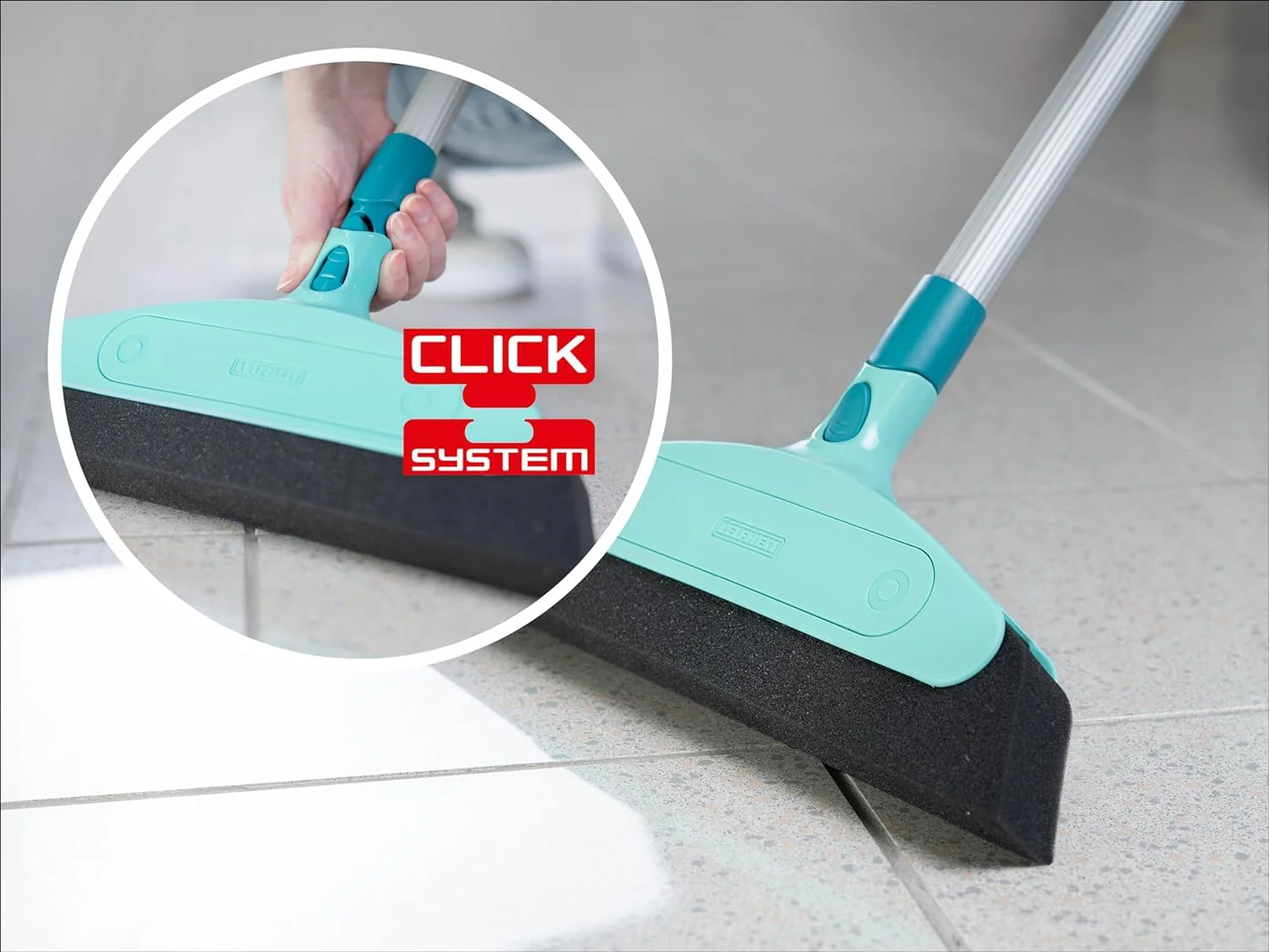 Leifheit Schaumstoffbesen Classic 34 cm, optimal für Allergiker mit schräger Stielanbindung, Besenkopf ohne Stiel, für die schnelle Entfernung von feinstem Staub und Schmutz, mit Click-System - Image 2