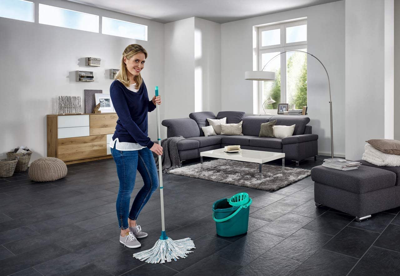 Leifheit Set Classic Mop viscose mit saugstarken Fasern, komplettes Wischset mit Wischmopp und Eimer, Wischer mit flexiblen Viskose-Mopkopf-Streifen - Image 2