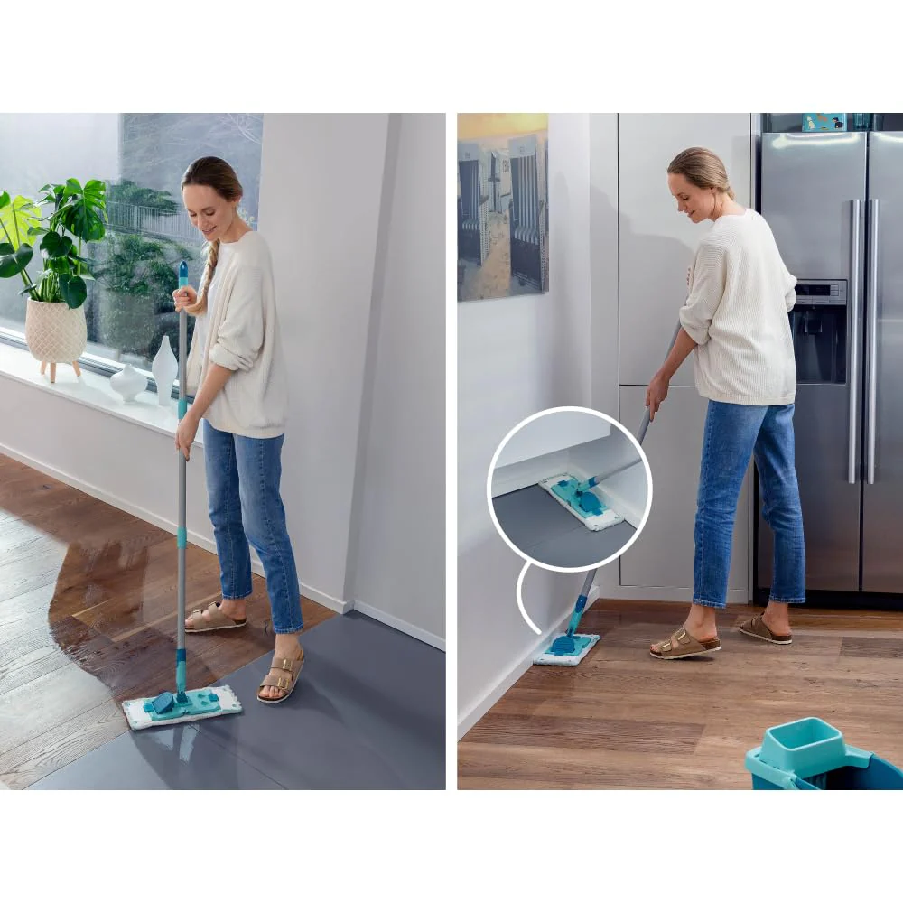 Leifheit Set POWER CLEAN, Wischer für Alle, rückenschonender Bodenwischer mit Reinigungsklingen, Wischtuchpresse zum Auswringen, Wischmopp Set mit Eimer,Wischmopp für alle Hartböden mit Click-System - Image 10