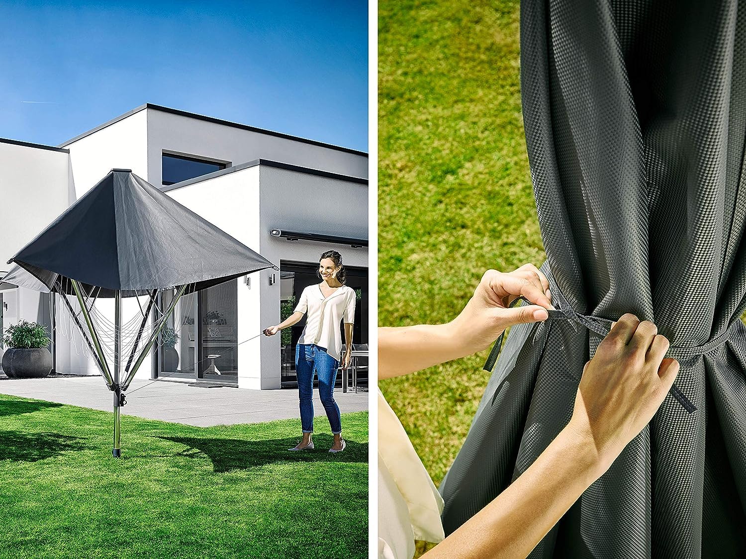 Leifheit Wäschespinne LinoProtect 400 mit wasserdichtem Dach, Wäscheschirm verlängert die Outdoor-Trockensaison, Wäscheständer aus Aluminium inkl. Bodenhülse - Image 6