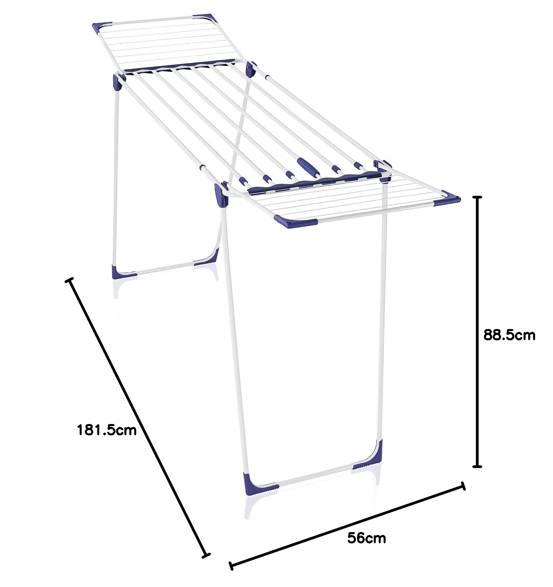 Leifheit Wäscheständer Classic Extendable 230 Solid, auf eine Breite von 184 cm ausziehbar, Standtrockner mit 23m Trockenlänge, stabiler Wäschetrockner mit extradicken XL-Stäben, weiß, blau - Image 2