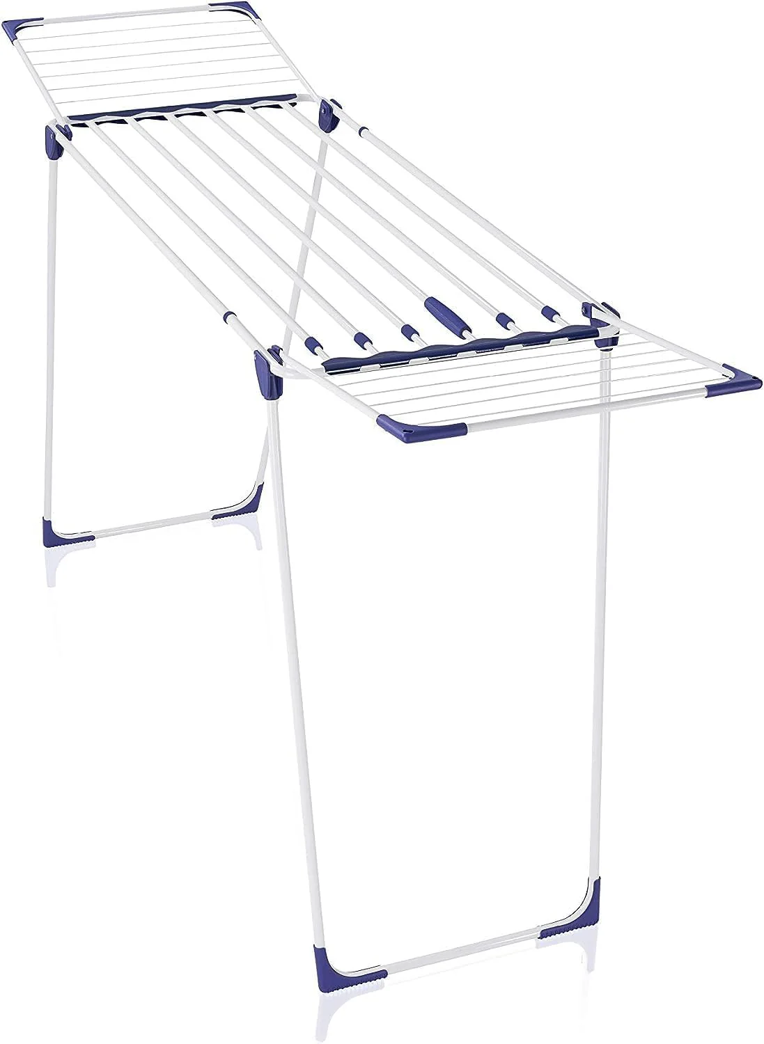 Leifheit Wäscheständer Classic Extendable 230 Solid, auf eine Breite von 184 cm ausziehbar, Standtrockner mit 23m Trockenlänge, stabiler Wäschetrockner mit extradicken XL-Stäben, weiß, blau - Image 5
