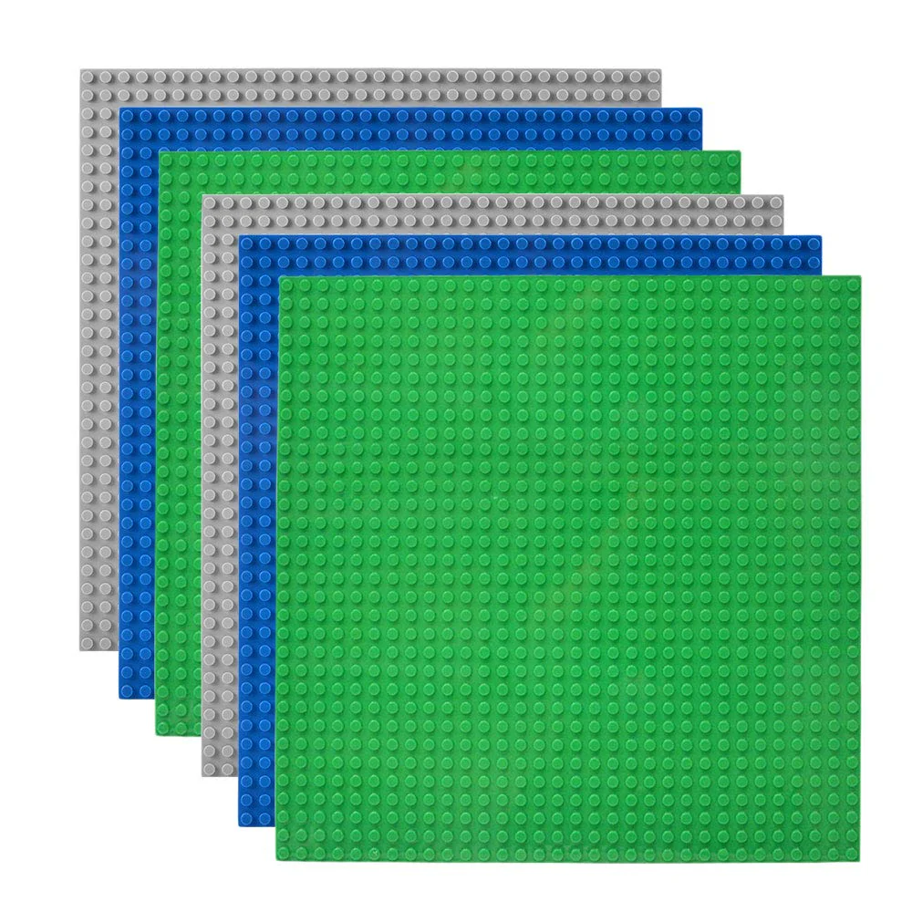 Lekebaby 6 Platten-Set Bauplatte Kompatibel mit Meisten Marken, 25 * 25cm, Grüne Blaue Graue Grundplatte