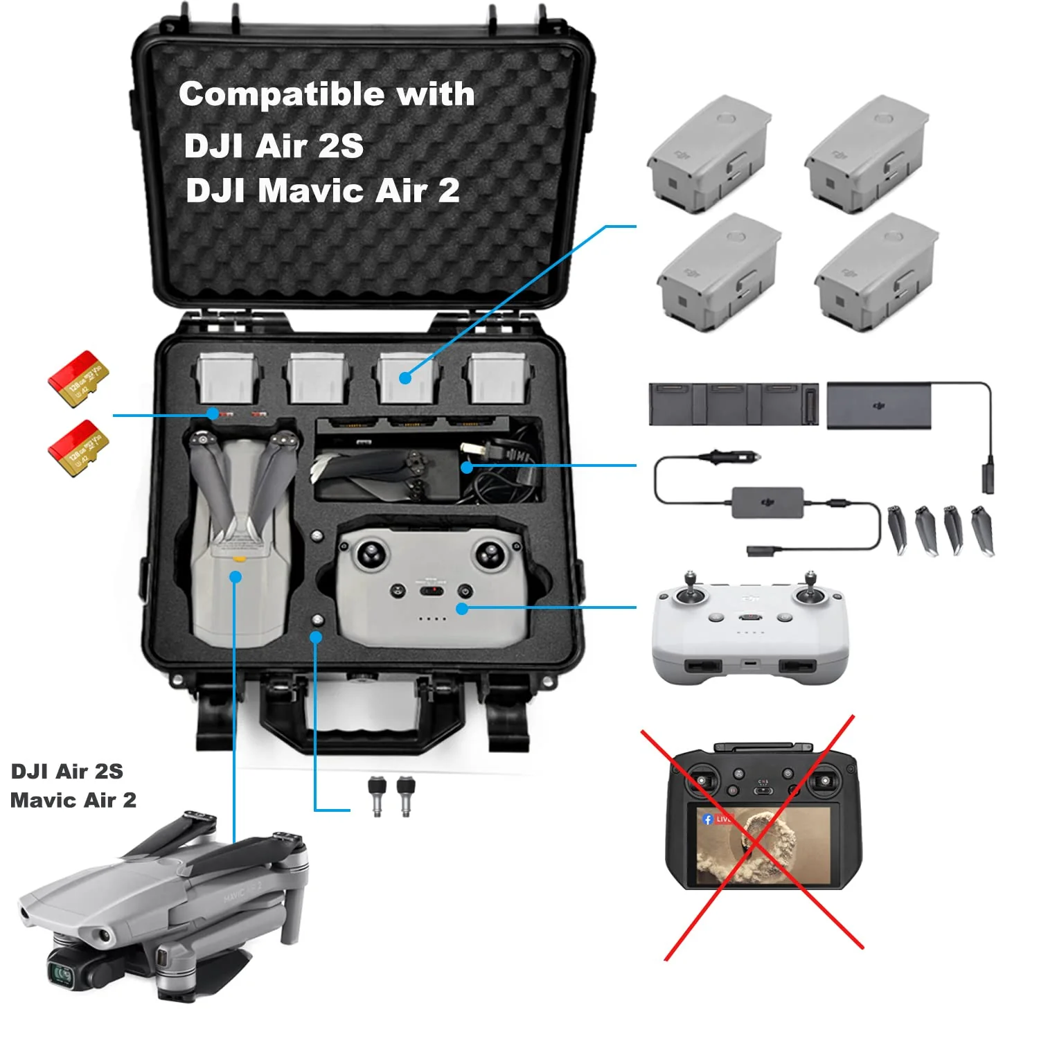 LEKUFEE wasserdichte Tragetasche für DJI Air 2S (DJI RC N1)/ DJI Mavic Air 2 Combo(DJI RC N1) und DJI Air 2S Zubehör (nur Koffer) - Image 7