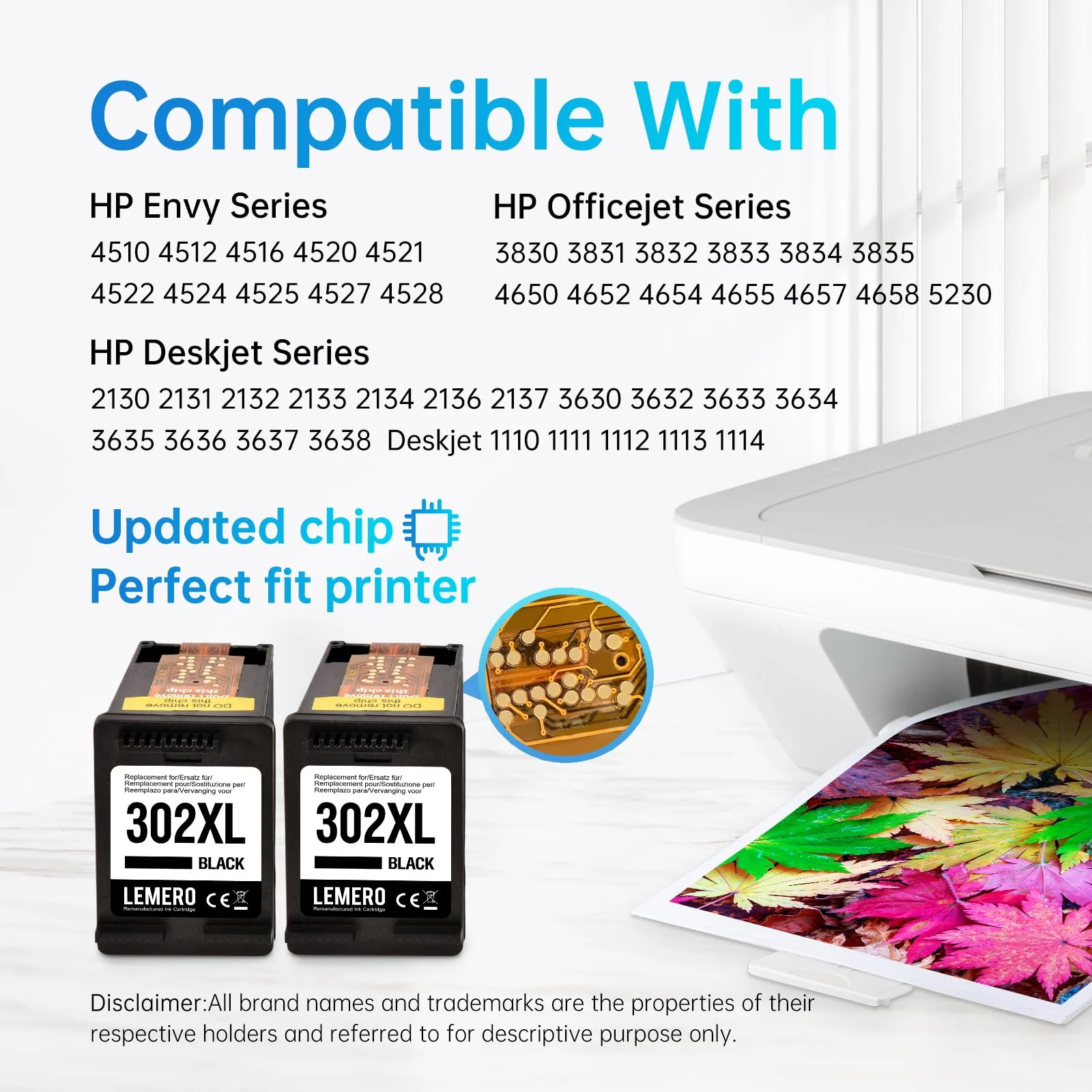 Lemero 302 XL Schwarz Patronen Kompatibel für HP 302 Druckerpatronen Multipack 302XL Schwarz für HP Envy 4525 4520 Deskjet 3630 3639 Officejet 3830 3831 5230 Tintenpatronen - Image 4