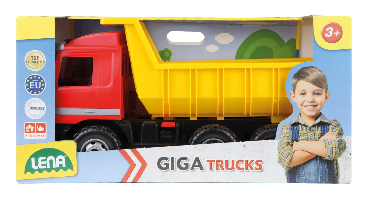 Lena 02031 - Riesen Muldenkipper Mercedes Benz Actros, Kipplaster ca. 63 cm, großer Kipper mit 3 Achsen & verriegelbarer Kippmulde, Baustellen Spielfahrzeug für Kinder ab 3 Jahre, Rot, Gelb, Schwarz - Image 7