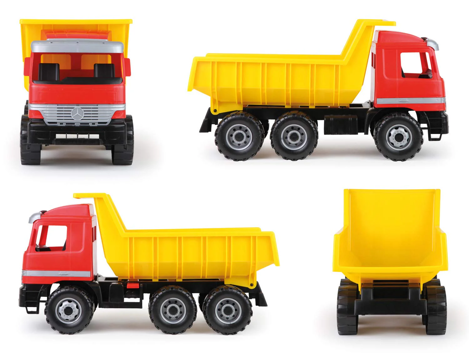 Lena 02031 - Riesen Muldenkipper Mercedes Benz Actros, Kipplaster ca. 63 cm, großer Kipper mit 3 Achsen & verriegelbarer Kippmulde, Baustellen Spielfahrzeug für Kinder ab 3 Jahre, Rot, Gelb, Schwarz - Image 8