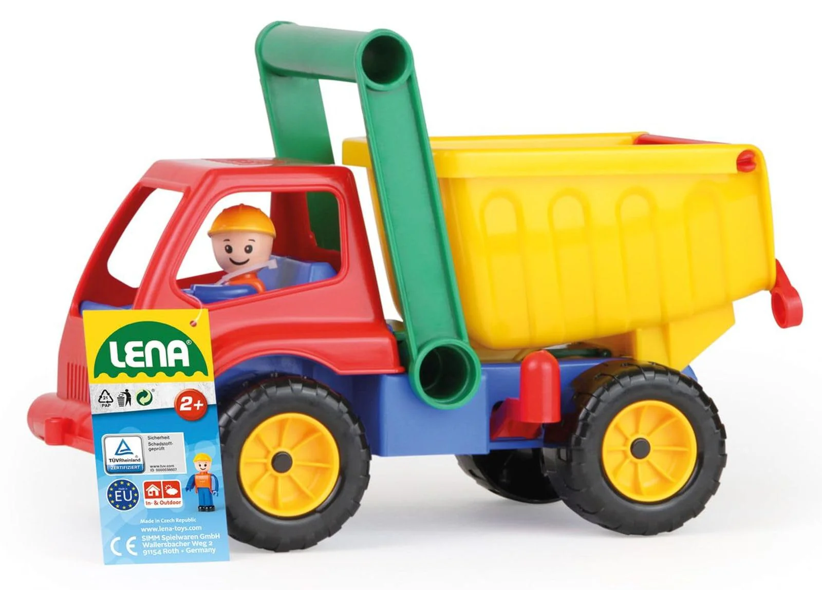 Lena 04150 - Aktive LKW Kipper, Baustellenfahrzeug ca. 27 cm, robuster Kipplaster mit Haltegriff und beweglicher Spielfigur, Muldenkipper Set, Spielfahrzeug für Kinder ab 2 Jahre - Image 4