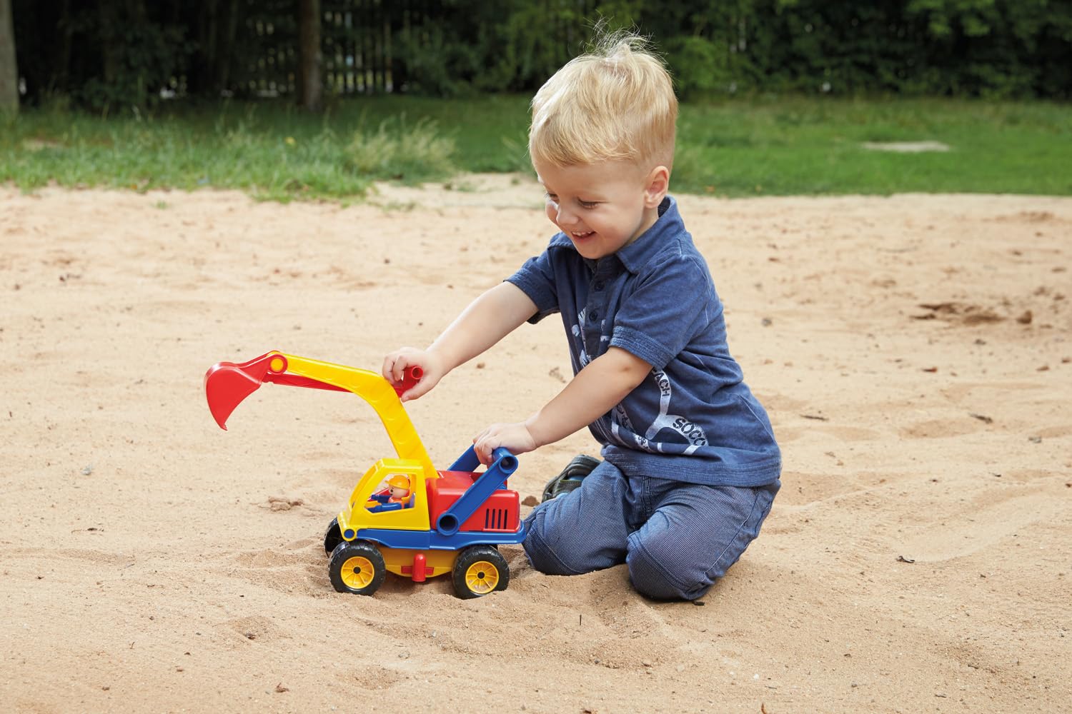 Lena 04151 Aktiv Bagger, ca. 35cm, mit beweglicher Spielfigur, Baustellen Spielfahrzeug für Kinder ab 2 Jahre, robuster Schaufelbagger mit funktionstüchtigen Baggeram und Haltegriff - Image 5