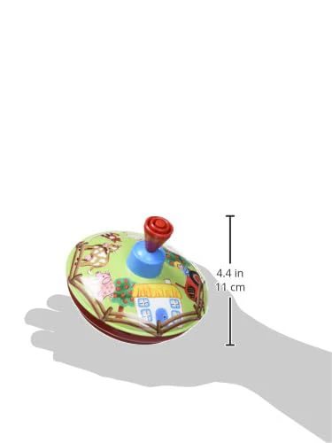 Lena 52412 Brummkreisel Bauernhof Ø 13 cm, Metall Schwungkreisel aus Blech, klassischer Pumpkreisel, Blechkreisel mit Tier Motiv, Kreisel mit Standspitze, Spielzeugkreisel für Kinder ab 18 Monate - Image 3