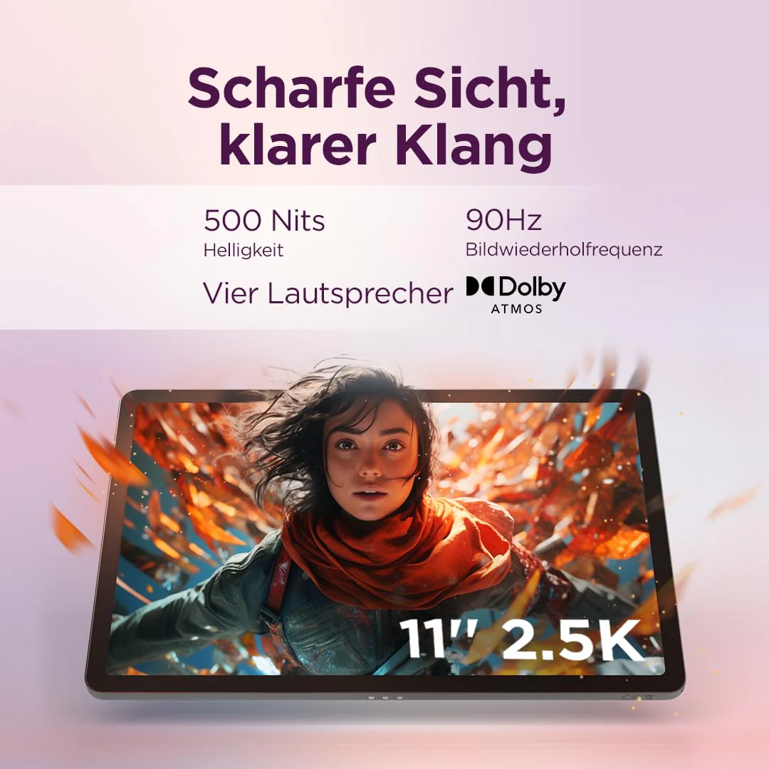 Lenovo Idea Tab Tablet | 11" 2.5K 16:10 LCD Display | MediaTek Dimensity 6300 | 8GB RAM | 128GB Speicher | Android 15 | Luna Grey | inkl Tab Pen - Image 13