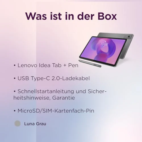 Lenovo Idea Tab Tablet | 11" 2.5K 16:10 LCD Display | MediaTek Dimensity 6300 | 8GB RAM | 128GB Speicher | Android 15 | Luna Grey | inkl Tab Pen - Image 7