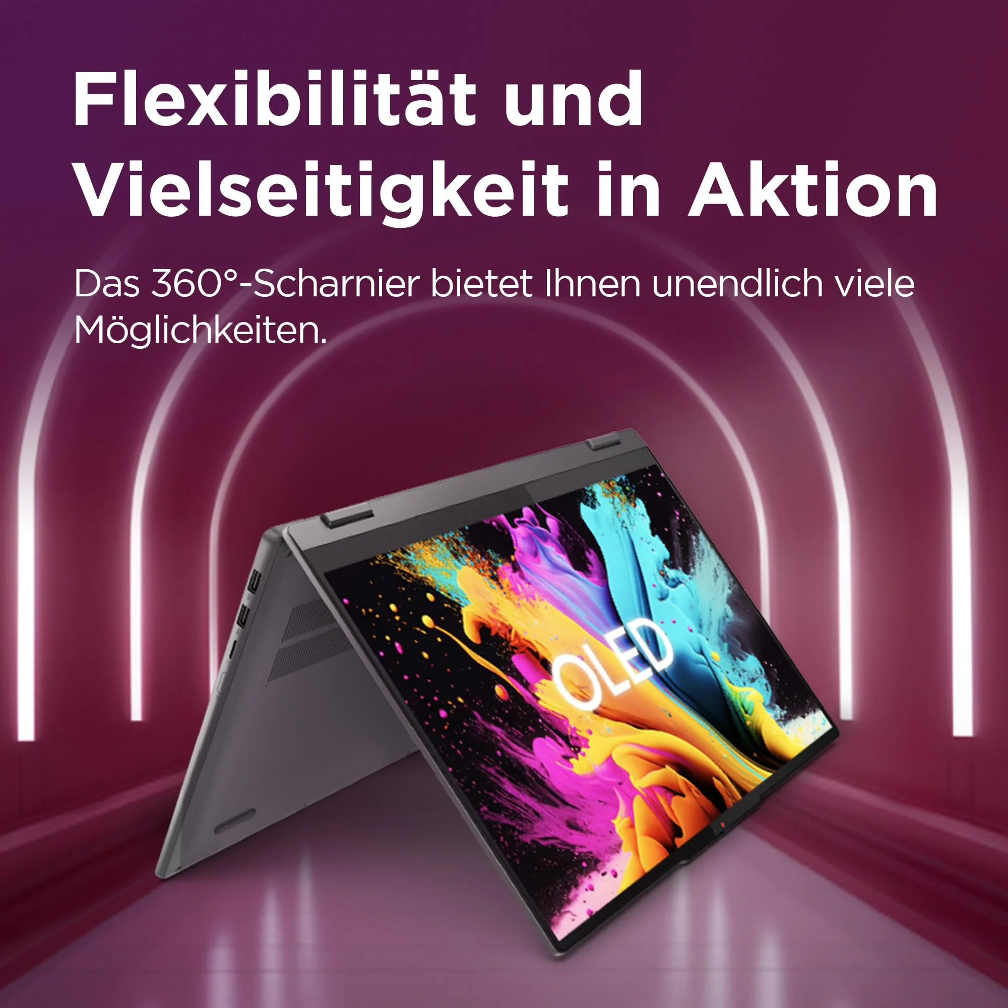Lenovo IdeaPad 5i 2-in-1 Laptop | 16" 2K OLED Touch Display | Intel Core 7 150U | 16GB RAM | 1TB SSD | Intel Grafik | Win11 | QWERTZ | Luna Grau | Beleuchtete Tastatur | 3 Monate Premium Care - Image 10