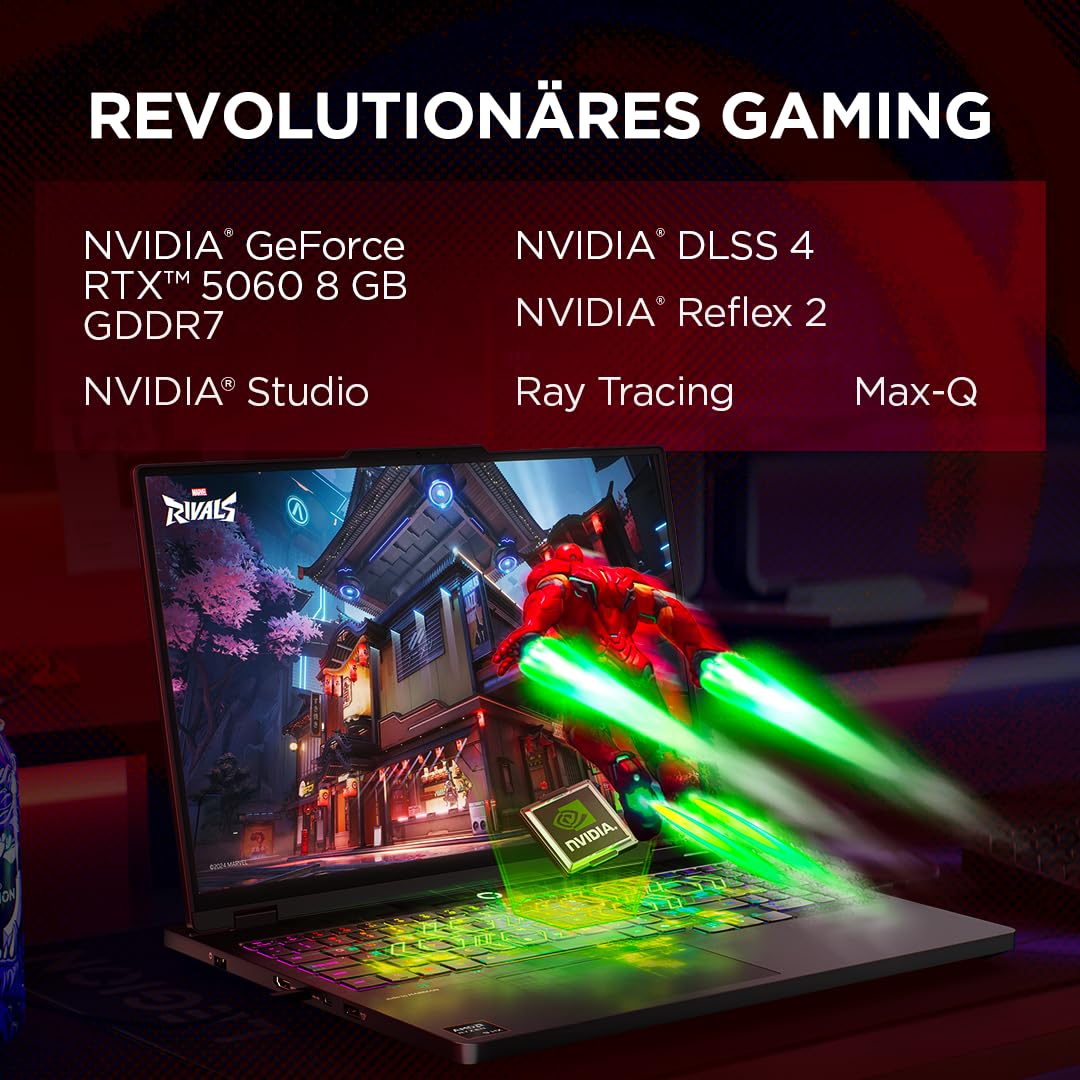 Lenovo Legion Pro 5 16ADR10 Gaming AI Laptop | 16" WQXGA 165 Hz OLED Display | NVIDIA GeForce RTX 5060 | AMD Ryzen 7 | 32GB RAM | 1TB SSD | Win11 | QWERTZ | Eclipse Black | 3 Monate GamePass - Image 12