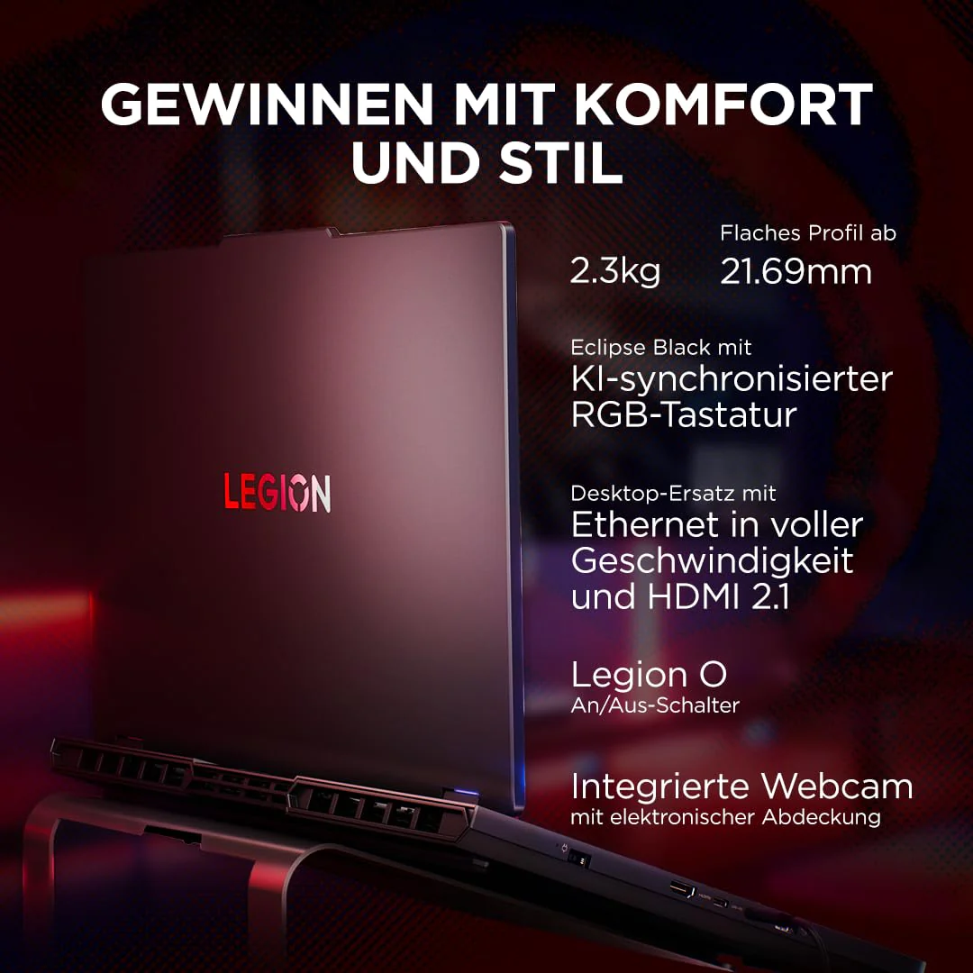 Lenovo Legion Pro 5 16ADR10 Gaming AI Laptop | 16" WQXGA 165 Hz OLED Display | NVIDIA GeForce RTX 5060 | AMD Ryzen 7 | 32GB RAM | 1TB SSD | Win11 | QWERTZ | Eclipse Black | 3 Monate GamePass - Image 7