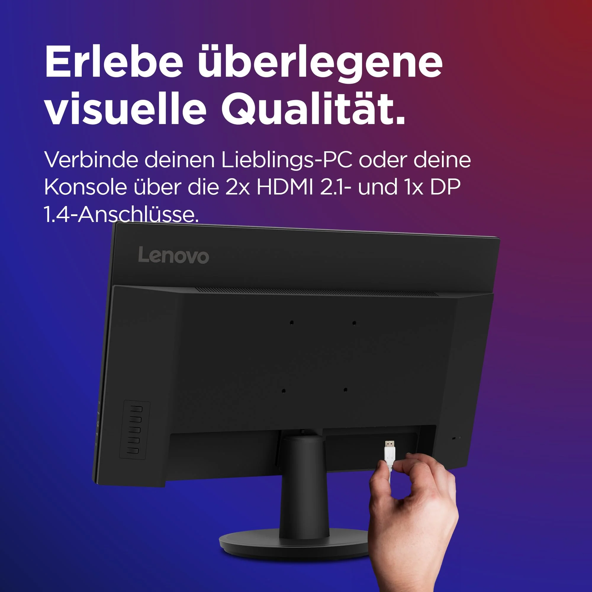 Lenovo Legion R27qe | 27" QHD Gaming Monitor | 2560x1440 | 180Hz | 450 nits | 0,5ms Reaktionszeit | HDMI | DisplayPort | AMD FreeSync | schwarz - Image 2