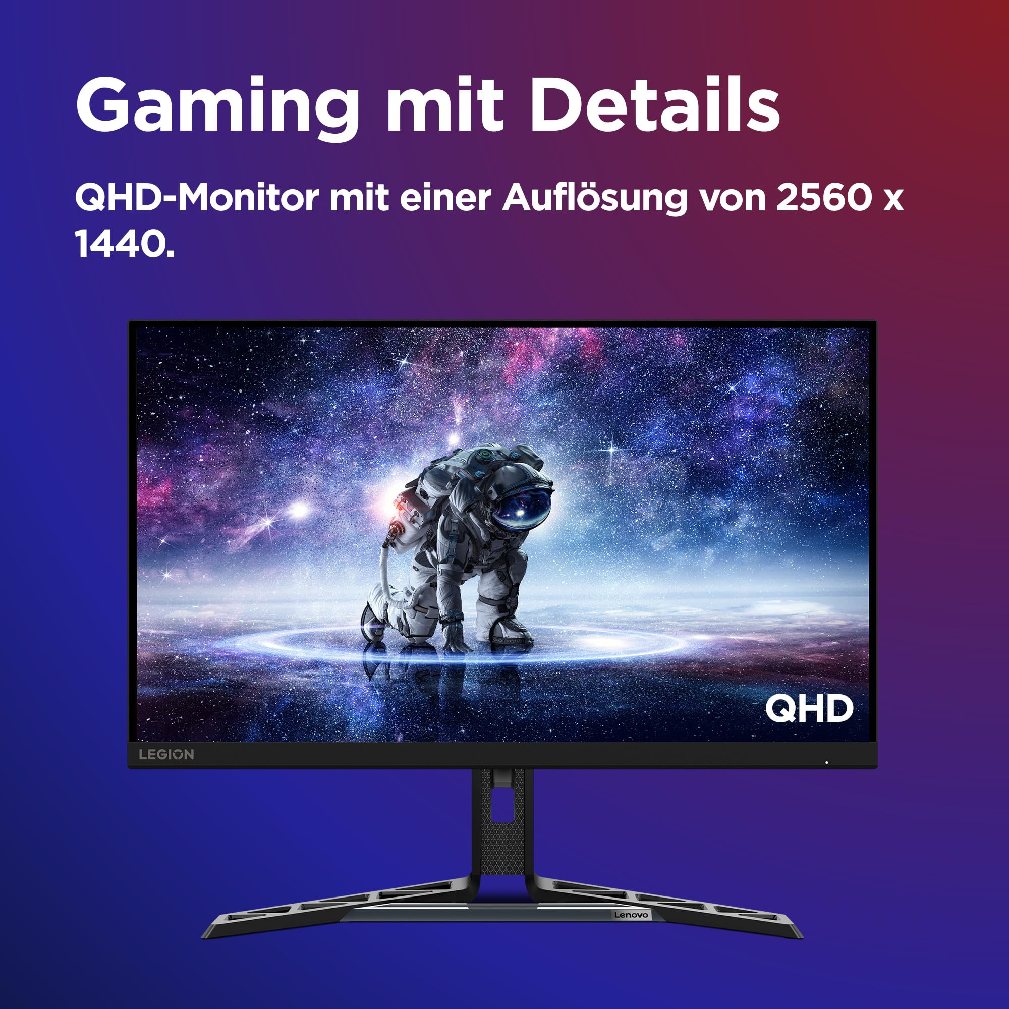 Lenovo Legion R27qe | 27" QHD Gaming Monitor | 2560x1440 | 180Hz | 450 nits | 0,5ms Reaktionszeit | HDMI | DisplayPort | AMD FreeSync | schwarz - Image 3