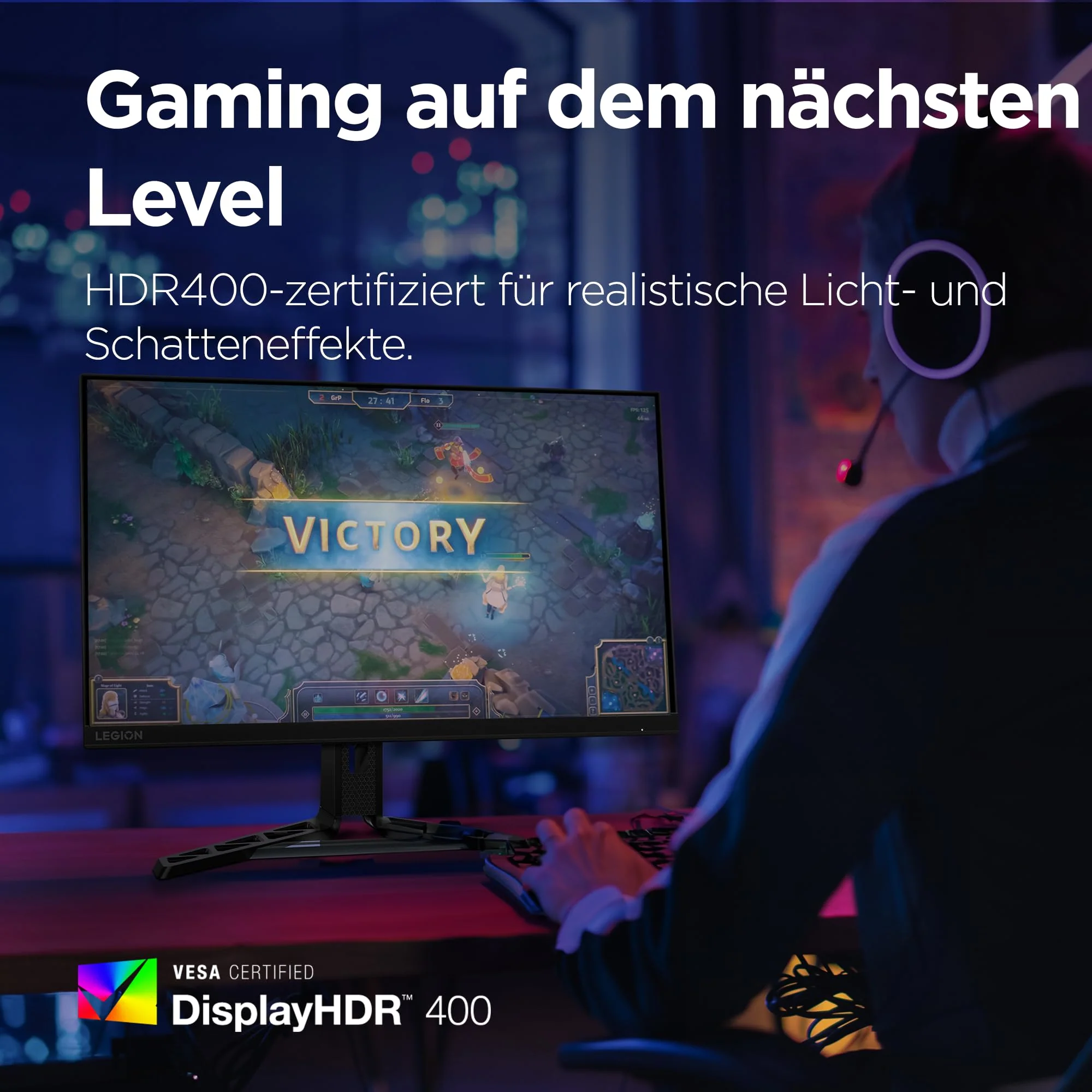 Lenovo Legion R27qe | 27" QHD Gaming Monitor | 2560x1440 | 180Hz | 450 nits | 0,5ms Reaktionszeit | HDMI | DisplayPort | AMD FreeSync | schwarz - Image 7