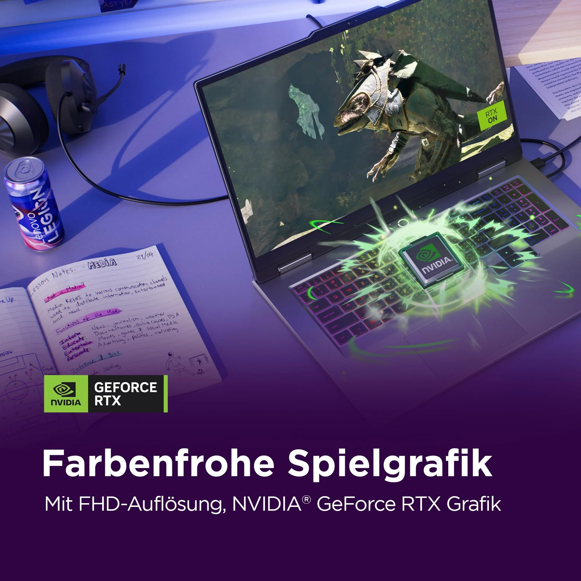 Lenovo LOQ Gaming AI Laptop | 17.3" Full HD 165Hz Display | NVIDIA GeForce RTX 5070 | Intel Core i7-14700HX | 16GB RAM | 1TB SSD | Win11 | QWERTZ | 24-Zonen-RGB-Tastatur | Grau | 3 Monate GamePass - Image 8