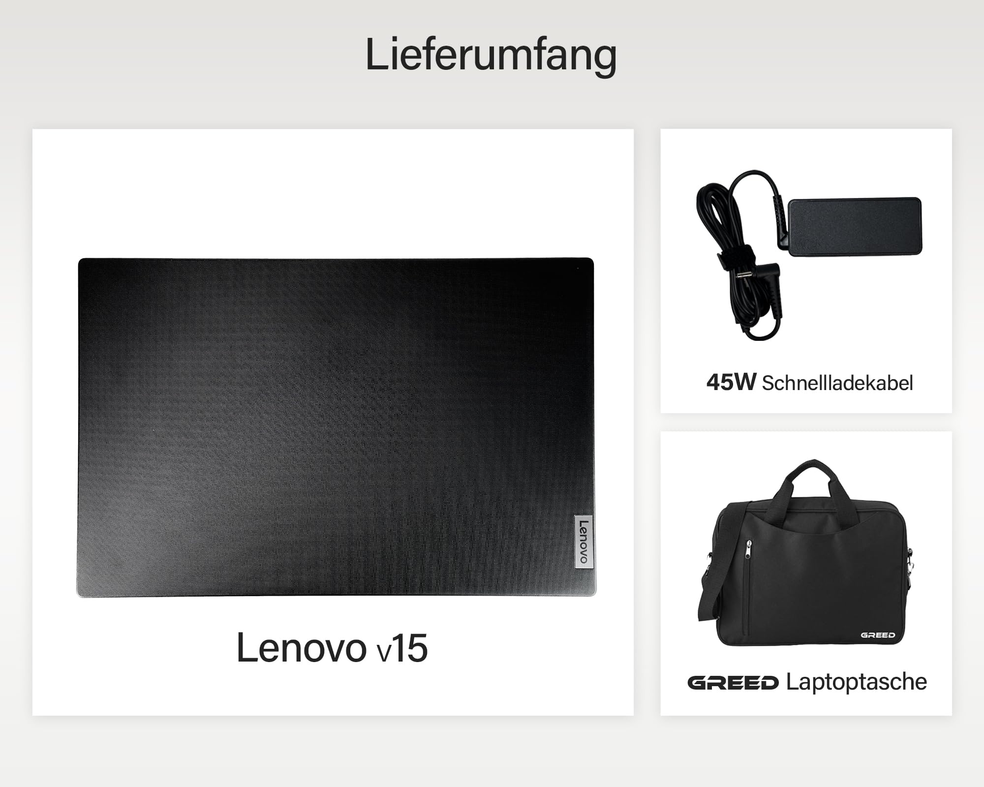 Lenovo - Schneller Laptop mit Intel Celeron N4500 2x2.80 GHz - 15,6 Zoll Full HD Notebook - 16GB DDR4 RAM - 512GB SSD - Webcam - Bluetooth - USB 3.2 - WLAN - inklusive Win 11 Pro + Greed Laptoptasche - Image 2