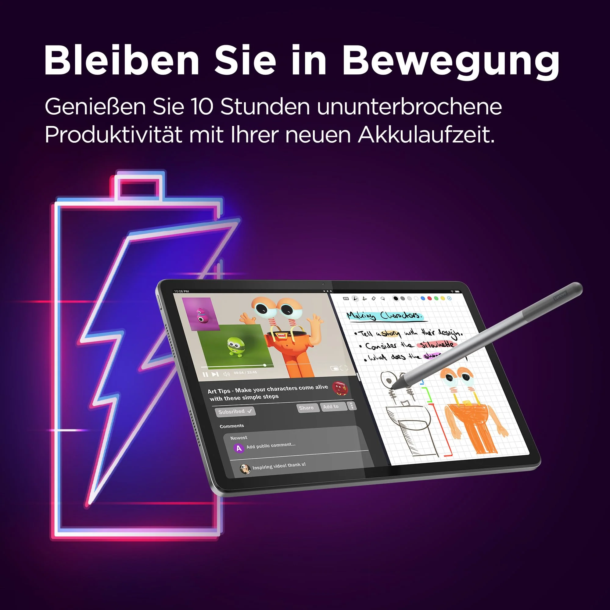 Lenovo Tab M11 Tablet | 11'' WUXGA Touch Display | MediaTek Helio G88 | 8GB RAM | 128GB Speicher | Wi-Fi | Android 14 | grün | inkl Tab Pen - Image 11