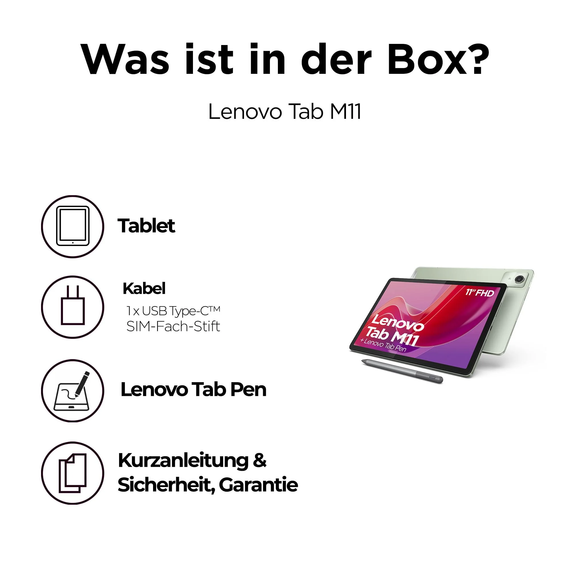 Lenovo Tab M11 Tablet | 11'' WUXGA Touch Display | MediaTek Helio G88 | 8GB RAM | 128GB Speicher | Wi-Fi | Android 14 | grün | inkl Tab Pen - Image 4