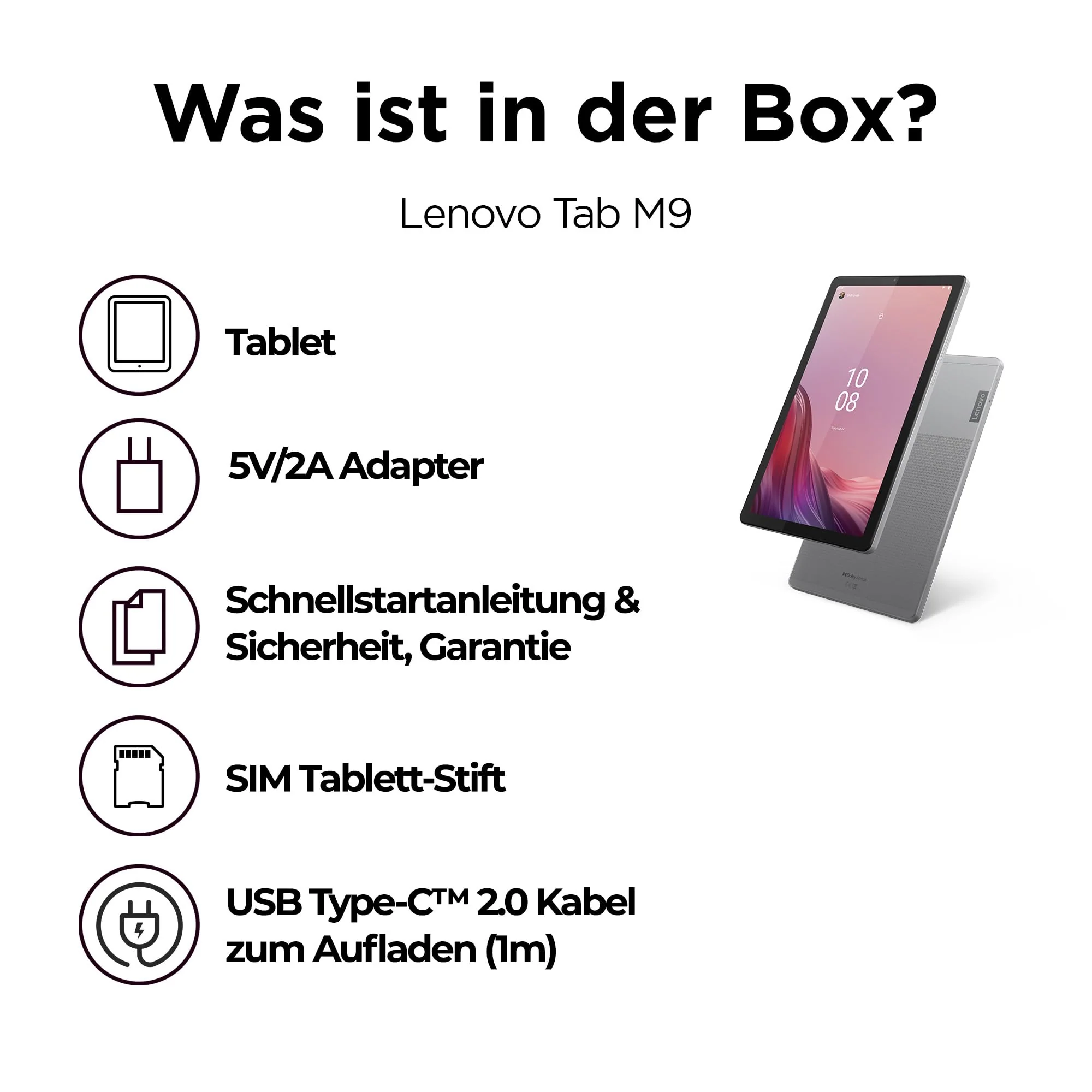 Lenovo Tab M9 Tablet | 9'' HD Touch Display | MediaTek G80 | 4GB RAM | 64GB Speicher | Android 13 | grau - Image 7