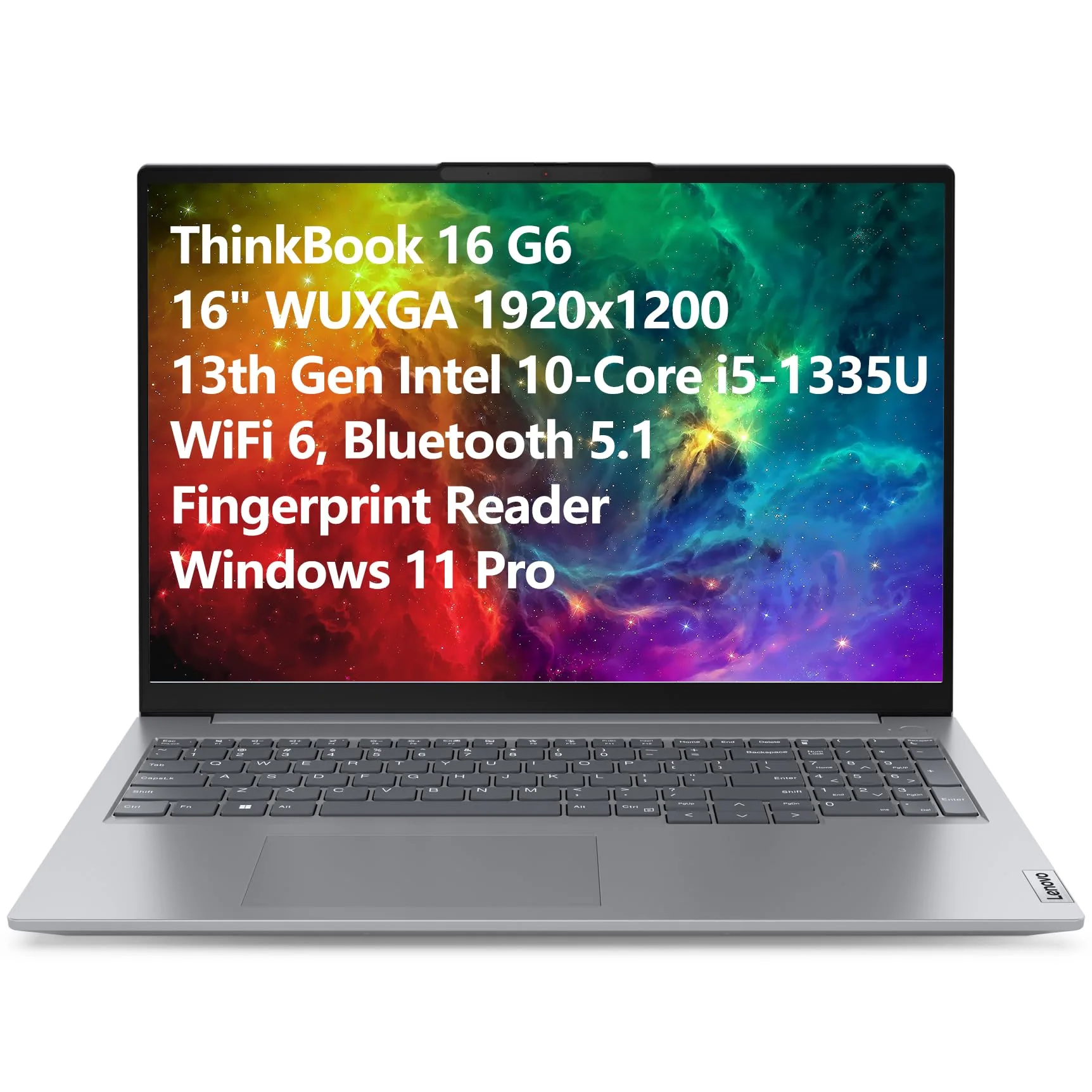 Lenovo ThinkBook 16 G6 16 Zoll FHD+ Laptop Computer, 13. Generation Intel 10-Core i5-1335U (Beat i7-1270P), 16 GB DDR5 RAM, 512 GB PCIe SSD, WiFi 6, Bluetooth 5.1, Fingerabdruckleser, Windows 11 Pro,