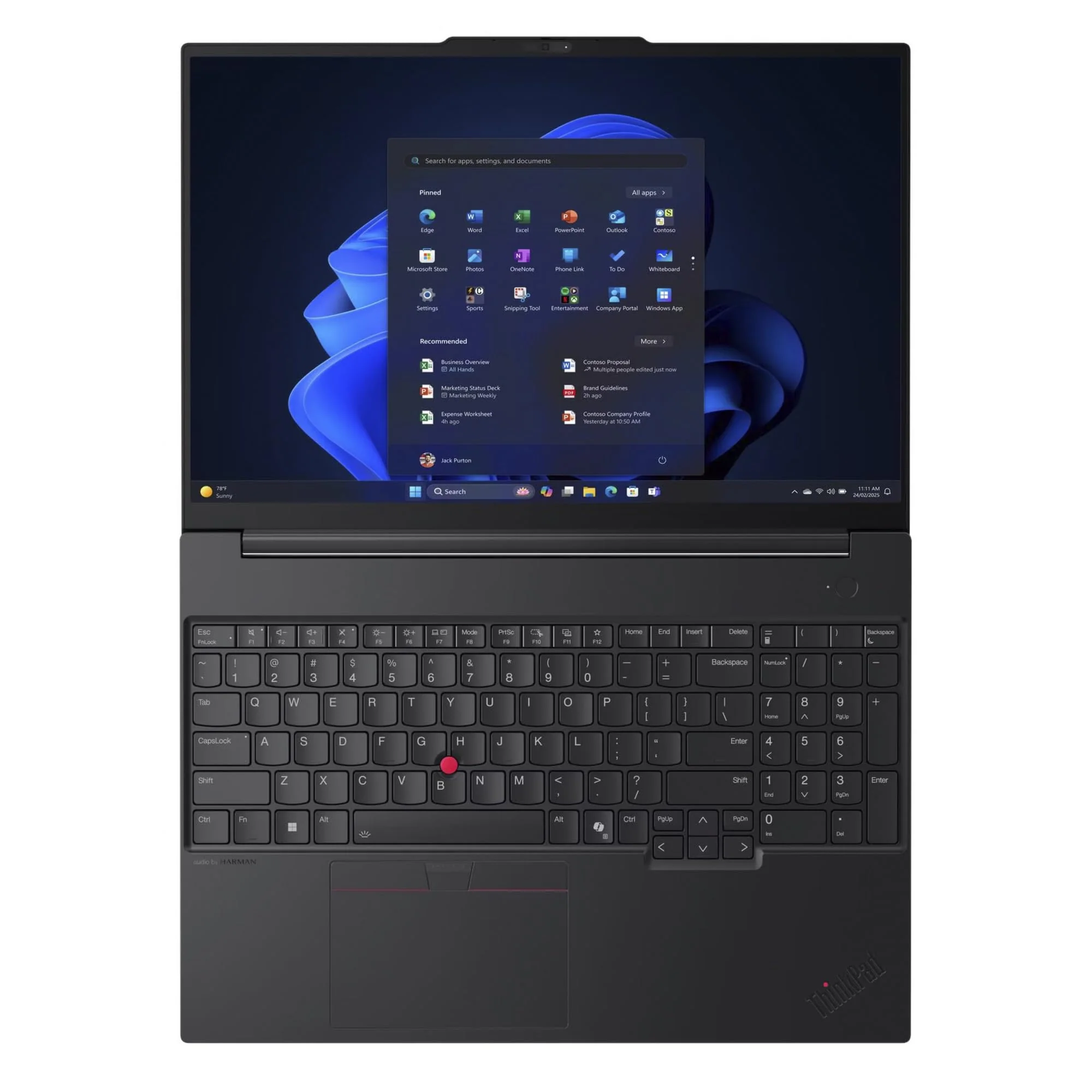Lenovo ThinkPad E16 Gen 3 21ST - 180°-Scharnierdesign - AMD Ryzen 7 250/3.3 GHz - Win 11 Pro - Radeon 780M - 16 GB RAM - 512 GB SSD 40.6 cm (16") IPS 1920 x 1200 - Wi-Fi 6E, Bluetooth - Schwarz - Image 8