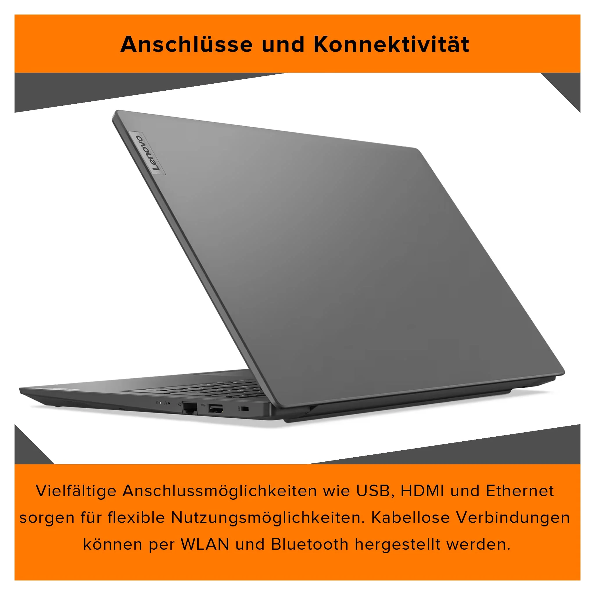 Lenovo V15 G4 IRU Laptop, Intel Core i5-13420H, 24 GB DDR4 RAM, 1 TB PCIe SSD, 15.6" FHD Display, Intel UHD Graphics, QWERTZ Tastatur, FreeDos, Iron Grey - Image 2