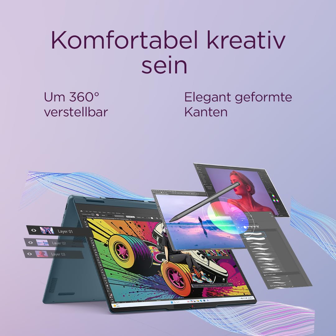 Lenovo Yoga 7 2-in-1 Laptop | Copilot+ | 14"WUXGA OLED | AMD Ryzen AI 7 | 16GB RAM | 512GB SSD | AMD Radeon 860M | Win11 | QWERTZ | Tidal Teal | 3 Monate Premium Care | inkl. Hülle Exklusiv bei Amazon - Image 10