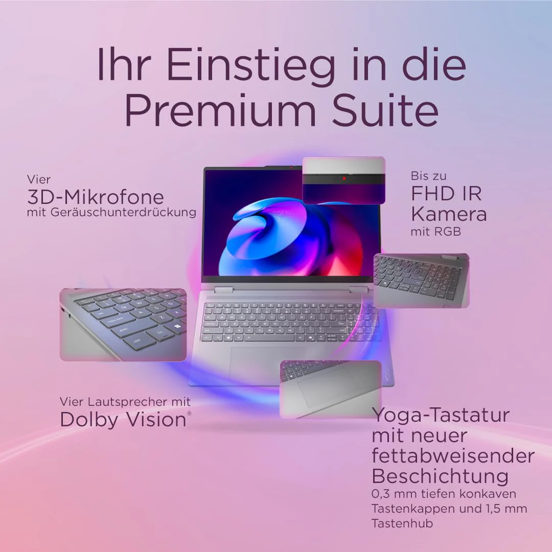 Lenovo Yoga 7i 2-in-1 AI Laptop | Copilot+ PC | 14" 2.8K OLED | Intel Core Ultra 7 | 16GB RAM | 512GB SSD | Intel Arc Grafik | Win11 | QWERTZ | inkl. Yoga Pen | 3 Jahre Garantie Exklusiv bei Amazon - Image 4