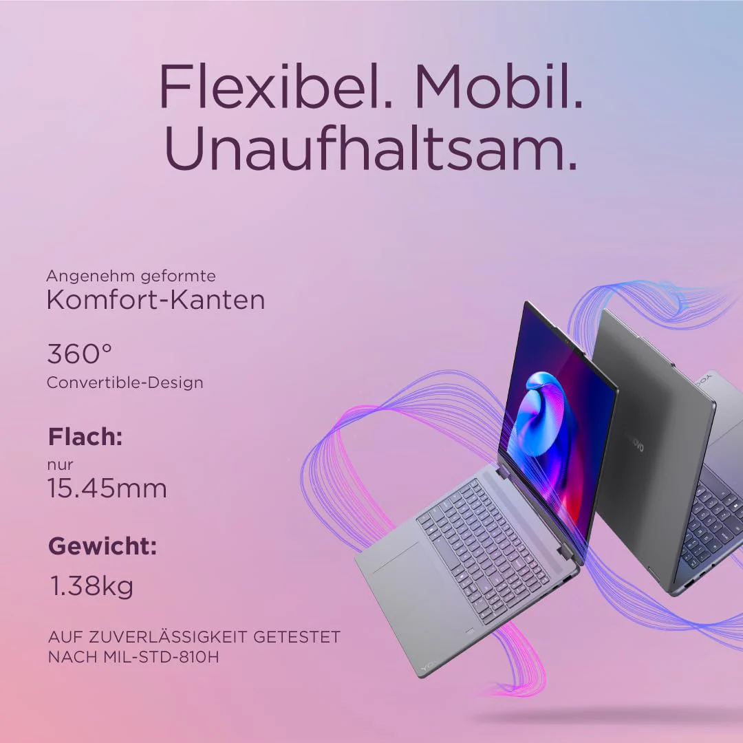 Lenovo Yoga 7i 2-in-1 AI Laptop | Copilot+ PC | 14" 2.8K OLED | Intel Core Ultra 7 | 16GB RAM | 512GB SSD | Intel Arc Grafik | Win11 | QWERTZ | inkl. Yoga Pen | 3 Jahre Garantie Exklusiv bei Amazon - Image 7
